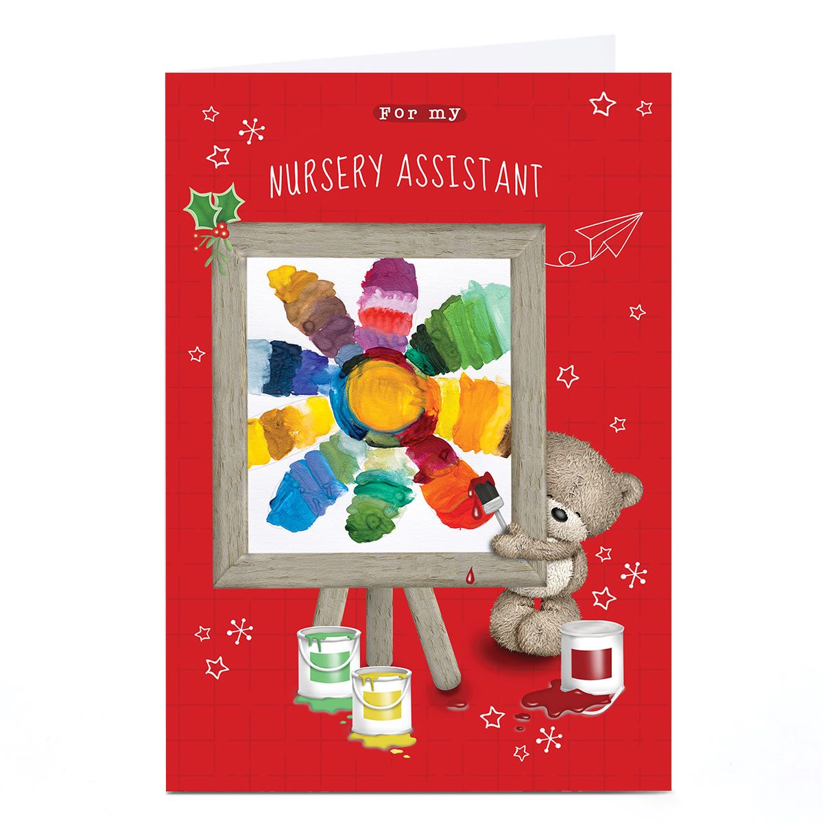 Photo Hugs Bear Christmas Card - Nursery Assistant