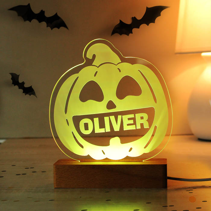 Personalised Pumpkin Wooden LED Light