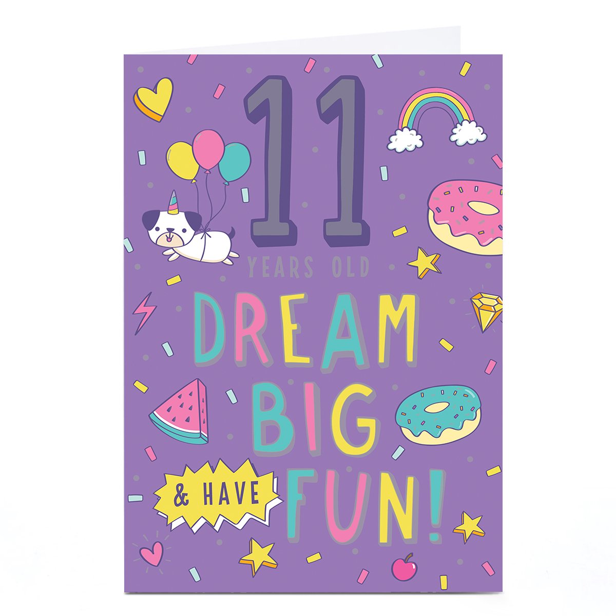 Personalised 11th Birthday Card - Dream Big and Have Fun