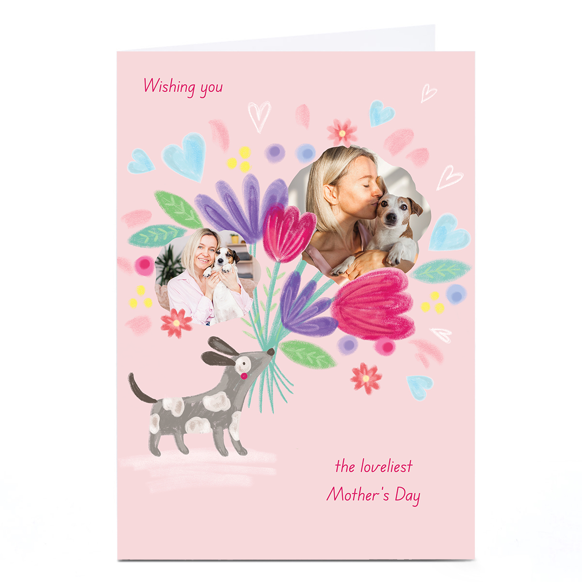 Photo Kerry Spurling Mother's Day Card - Dog Holding Flowers