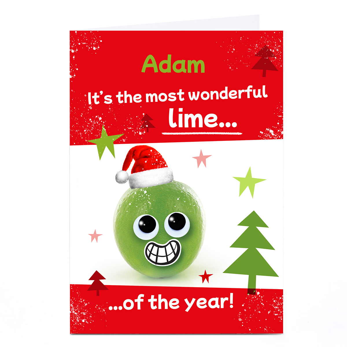 Personalised Hello Munki Christmas Card - Most Wonderful Lime