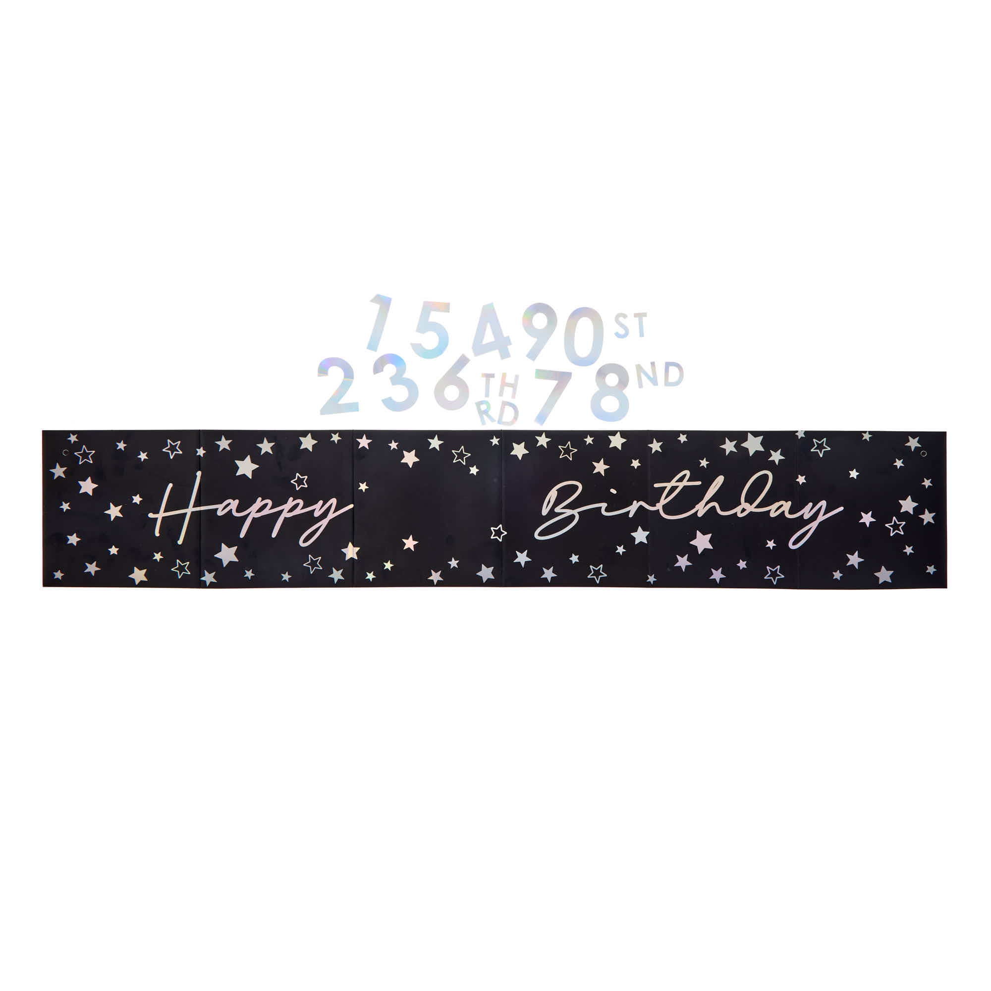 Personalised Black & Silver Happy Birthday Banner