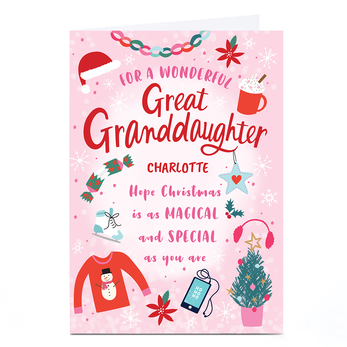 Personalised Ebony Newton Christmas Card - As Magical and Special as You, Great Granddaughter