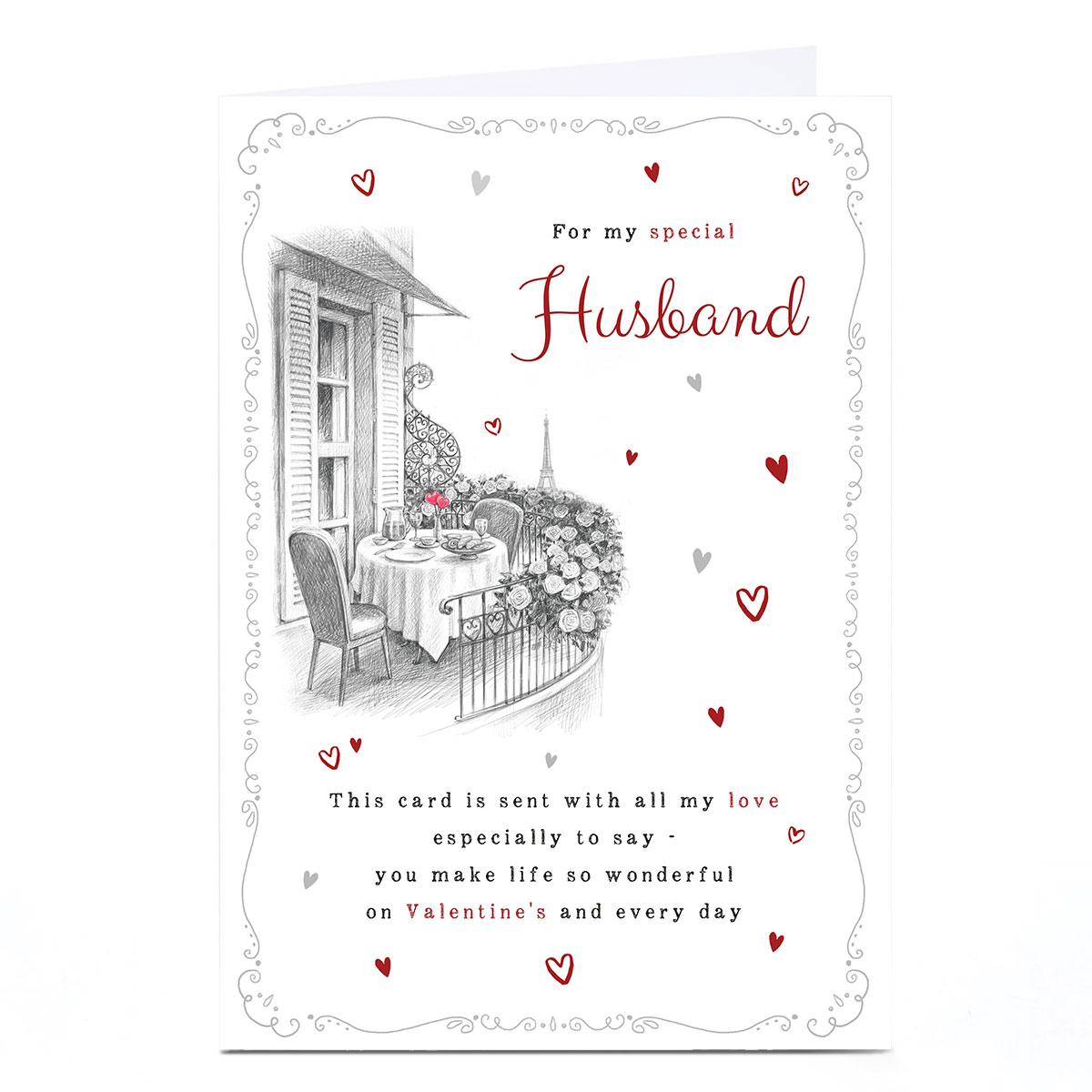 Personalised Valentine's Day Card - Paris Balcony, Husband