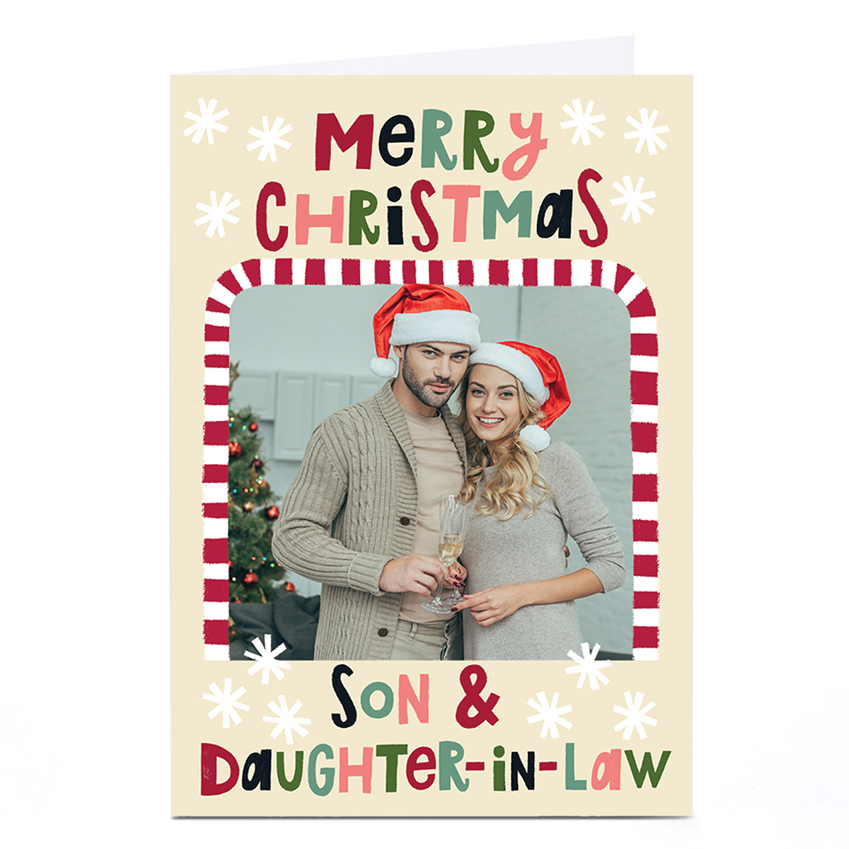 Photo Stevie Studio Christmas Card - Candy Cane Frame, Son and Daughter in Law