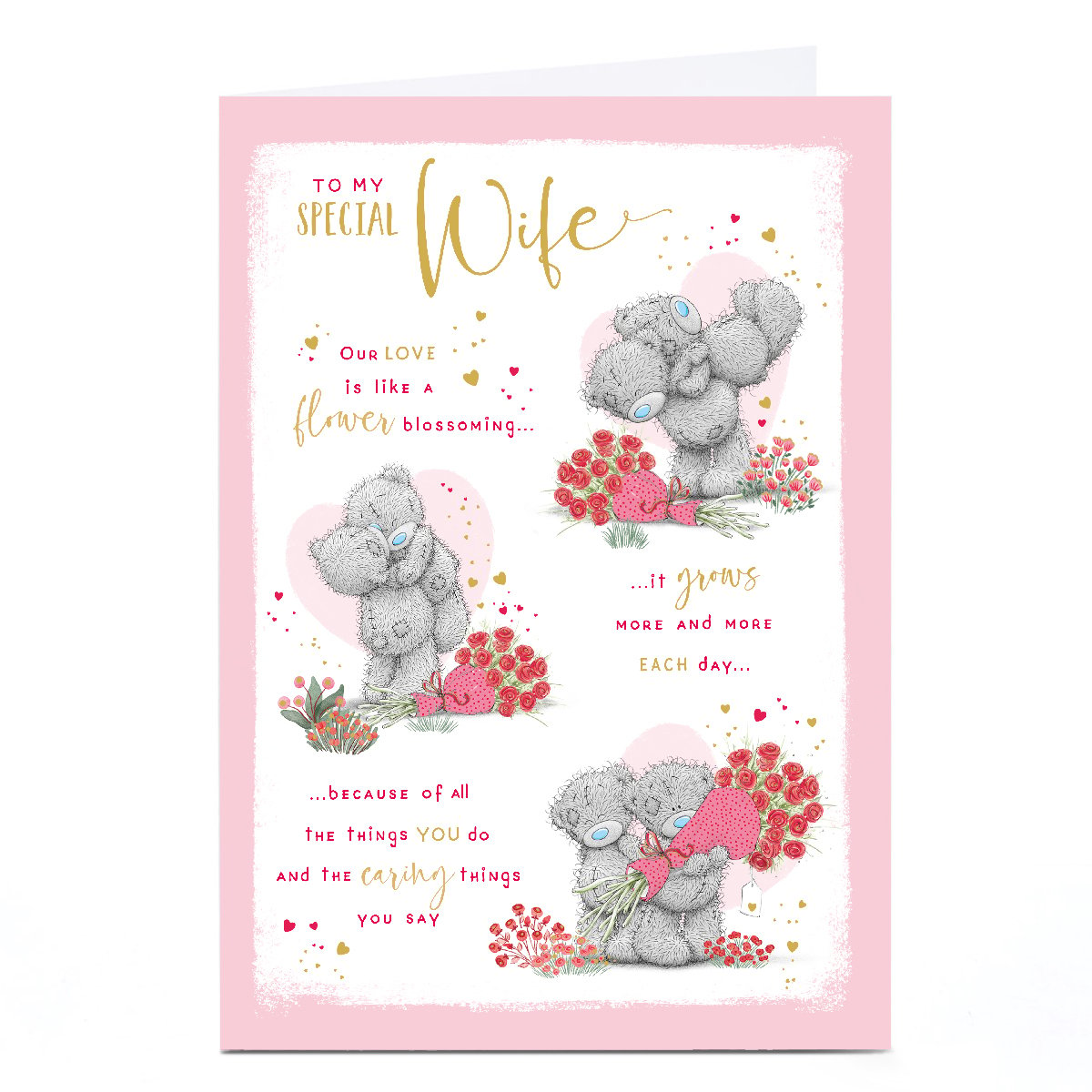 Personalised Tatty Teddy Valentine's Day Card - Love Grows Each Day, Special Wife