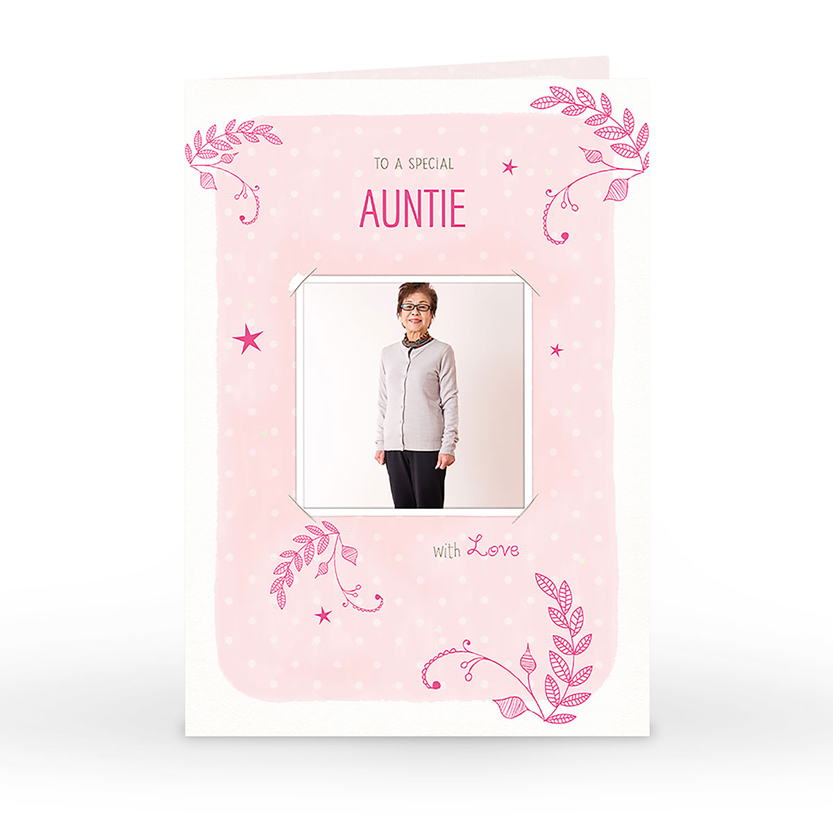 Buy Photo Birthday Card - Auntie, Pink Leaves for GBP 1.79 ...