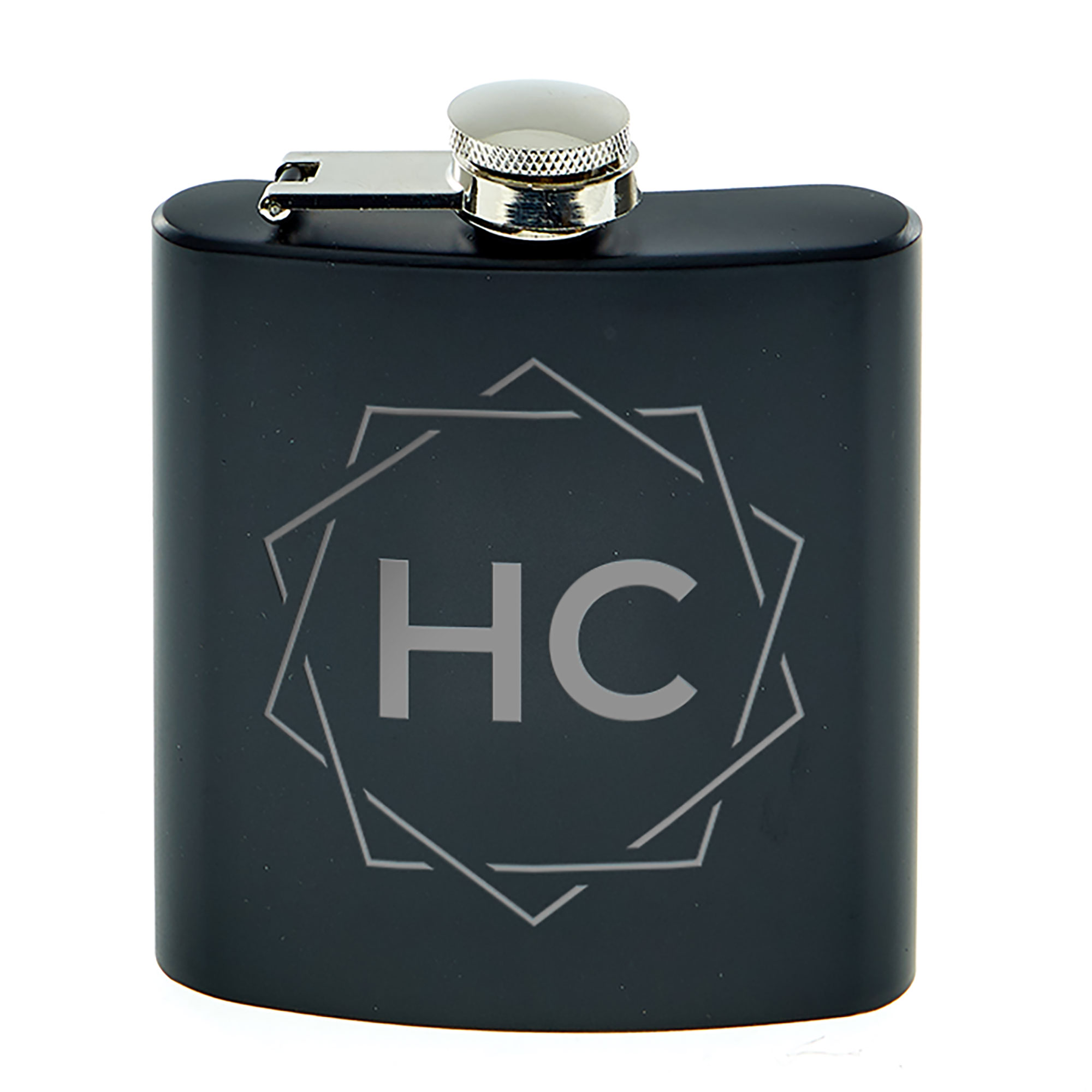 Personalised Matte Black Hip Flask - Initials