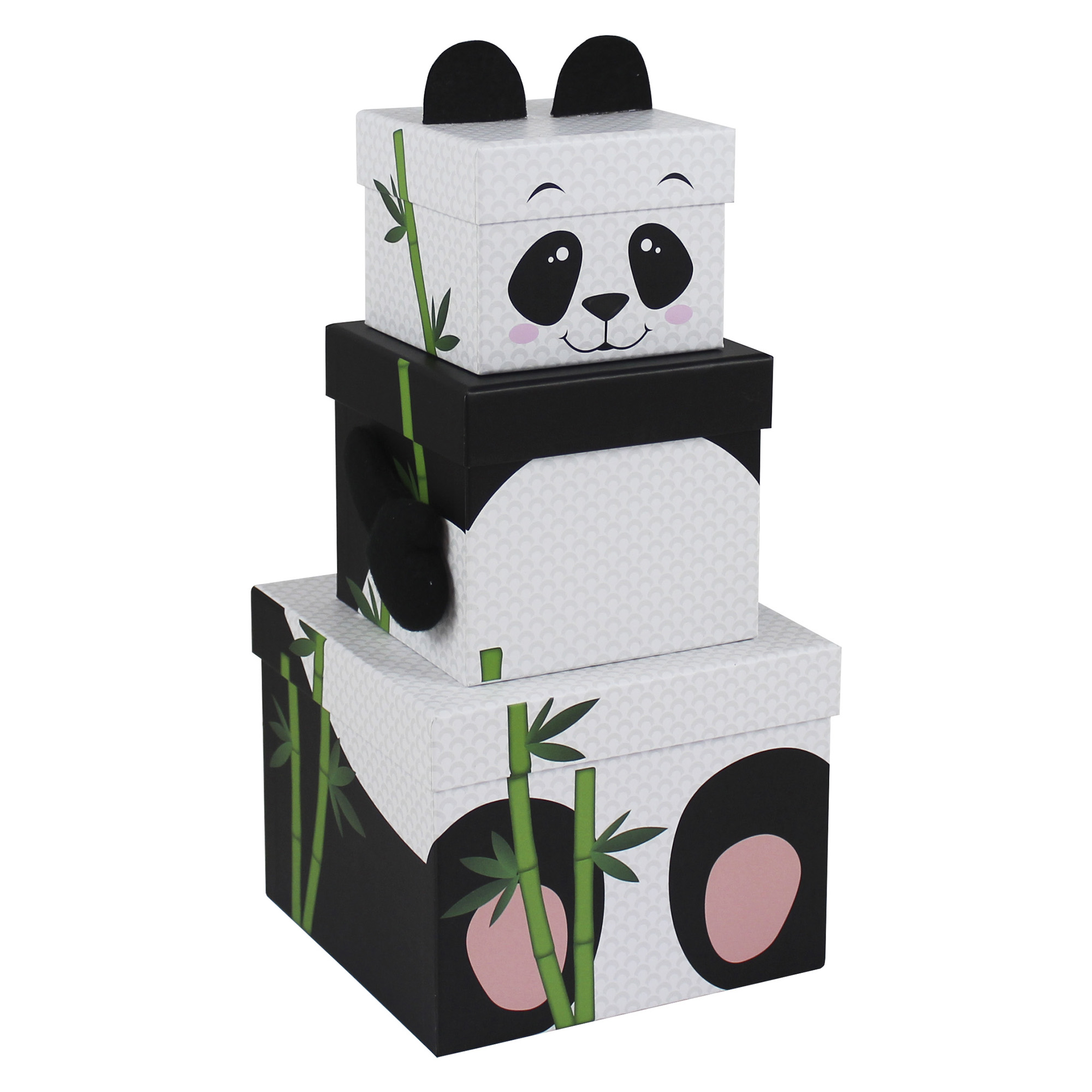 Stackable Plush Panda Gift Boxes - Pack Of 3