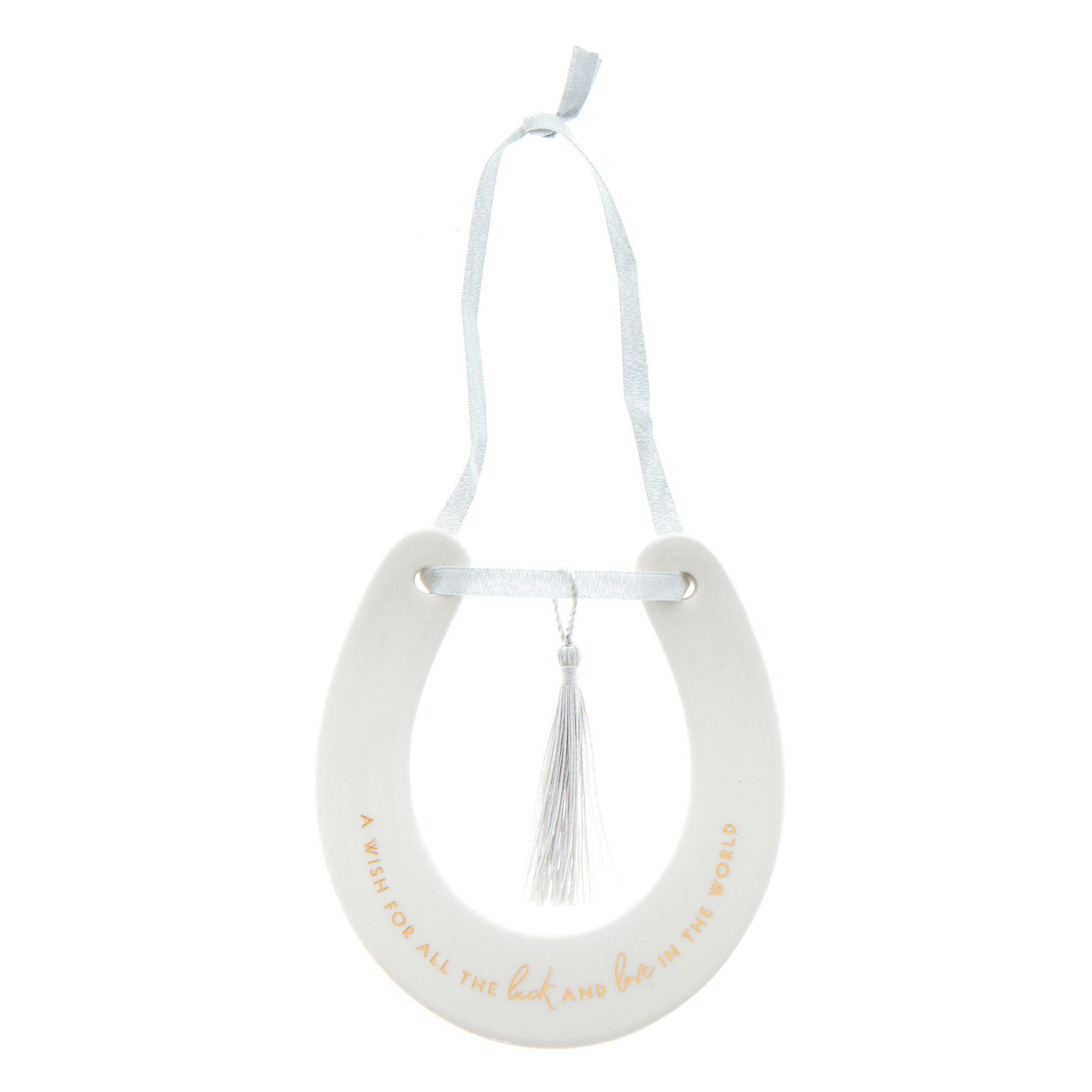 Luck & Love Hanging Ceramic Wedding Horseshoe 