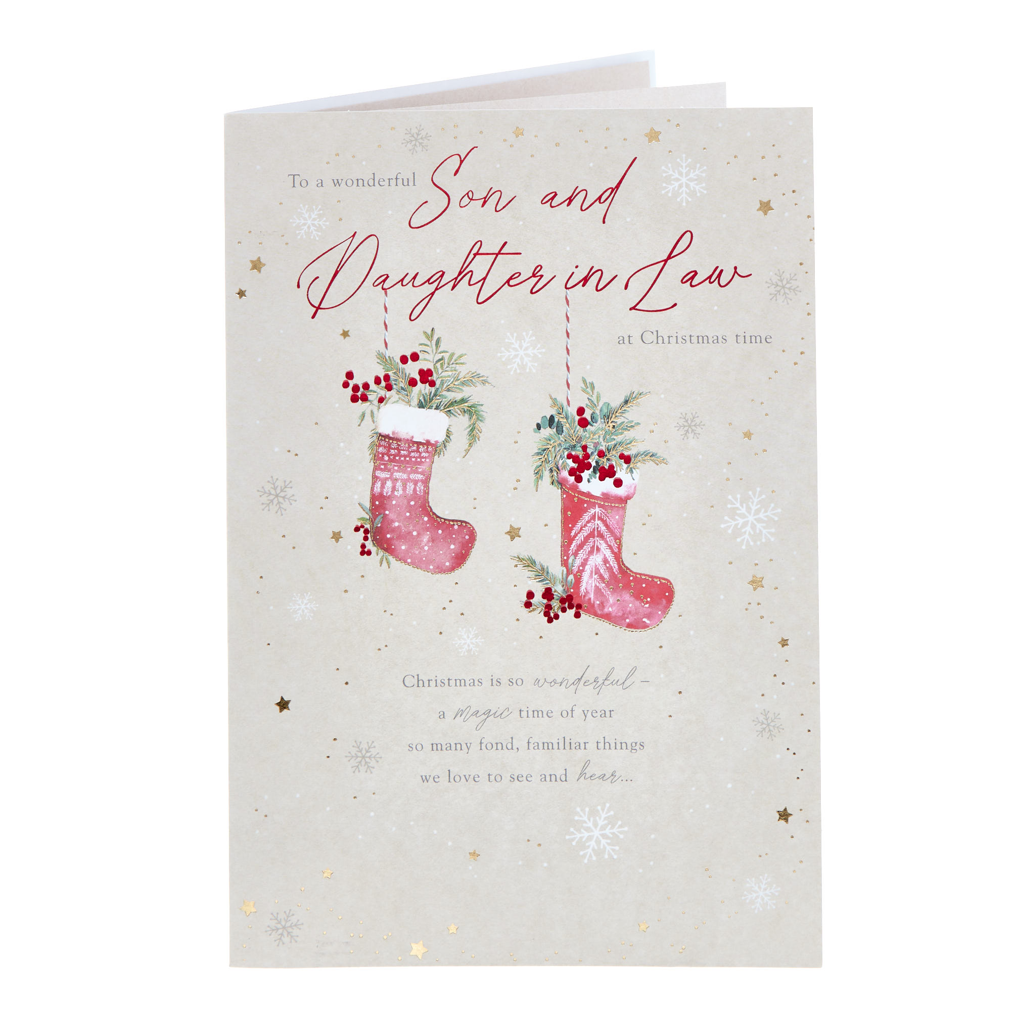 Son & Daughter In Law Stockings Christmas Card