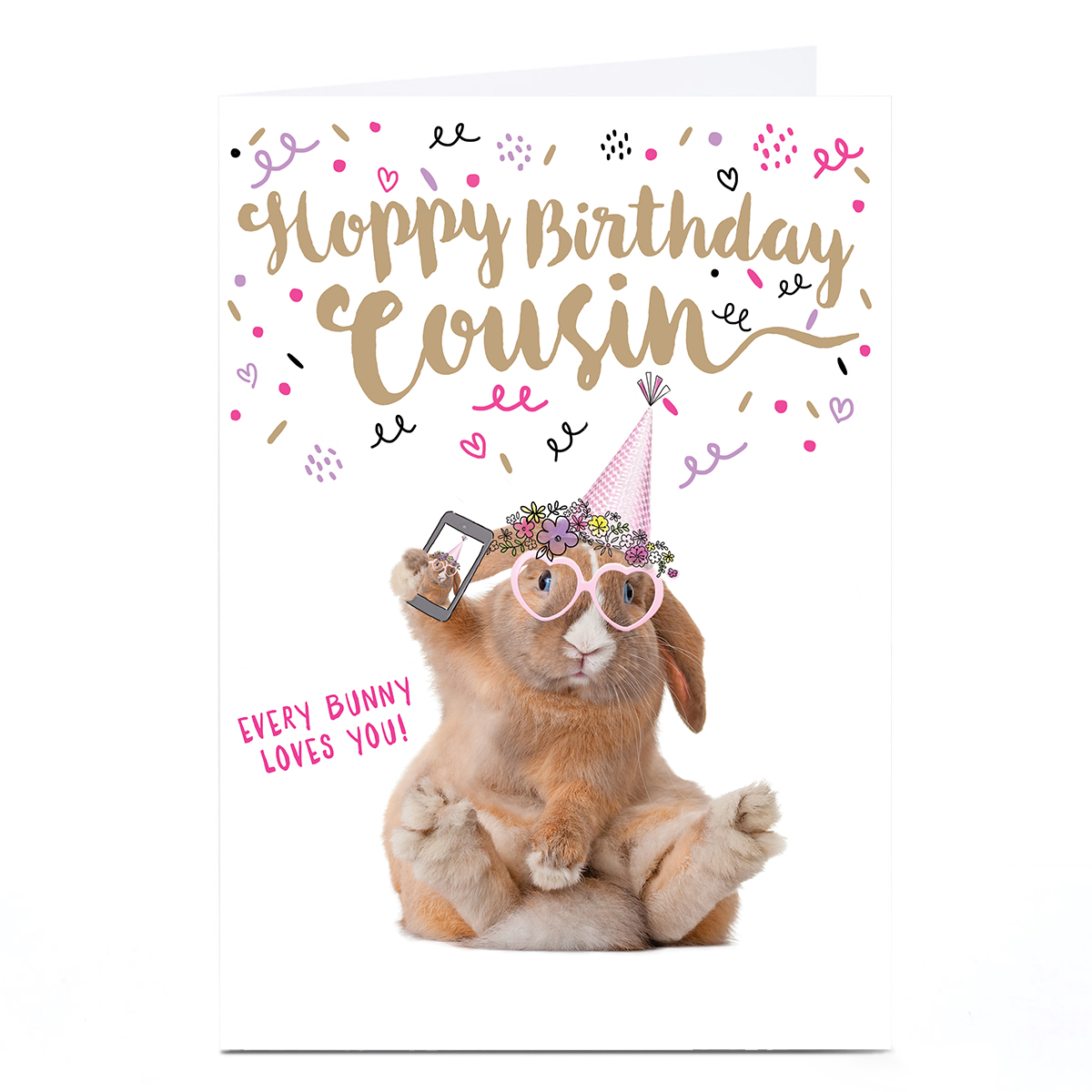 Personalised Birthday Card - Every Bunny Love You, Cousin