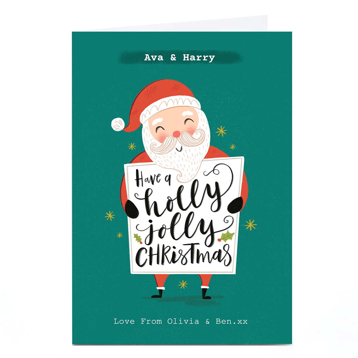 Personalised Dalia Clark Christmas Card - Holly Jolly