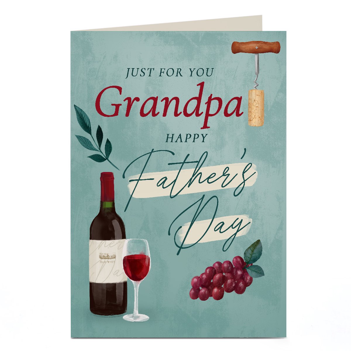 Personalised Father's Day Card - Red Wine Just For You, Grandpa