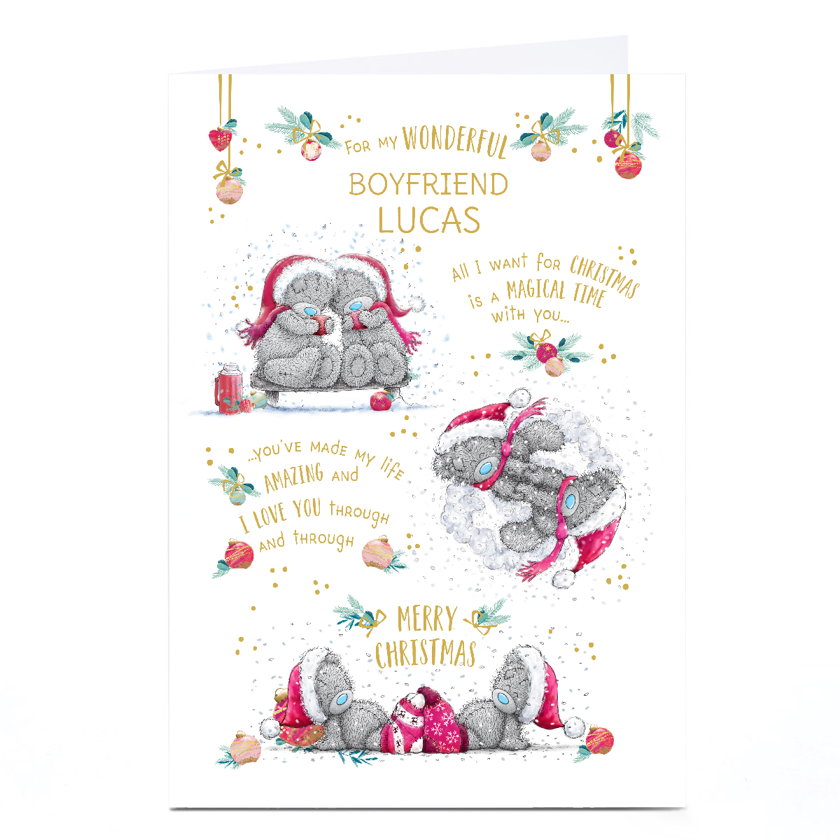 Personalised Tatty Teddy Christmas Card - Magical Time With You, Boyfriend