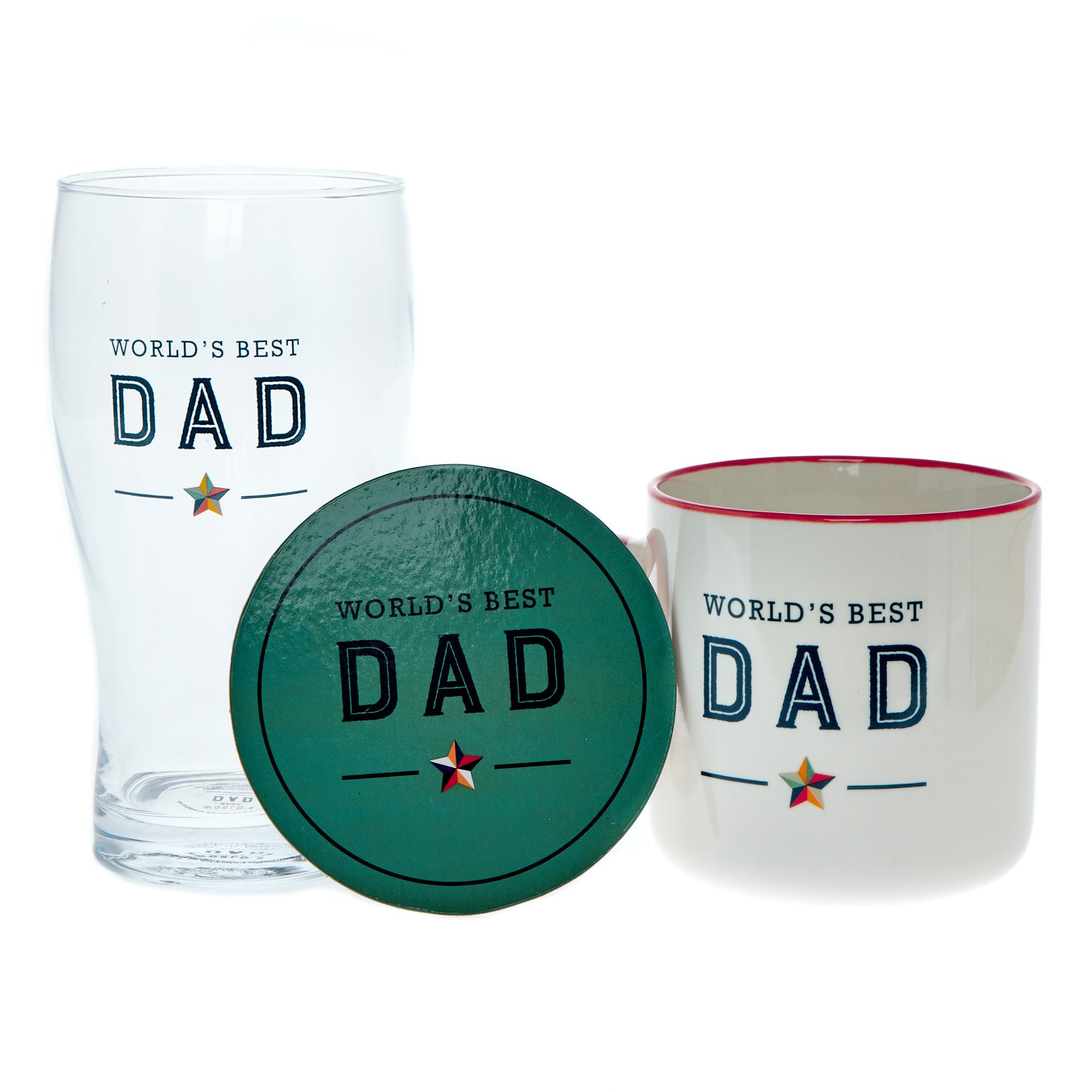 World's Best Dad Mug, Coaster & Pint Glass Set