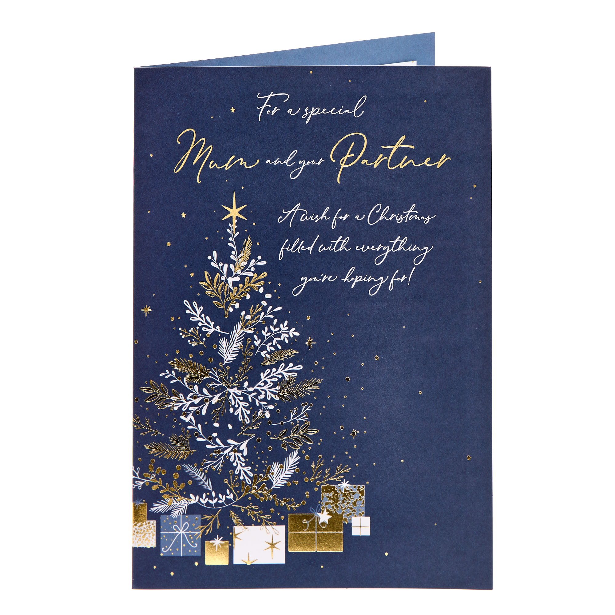 Mum & Partner Tree & Gifts Christmas Card