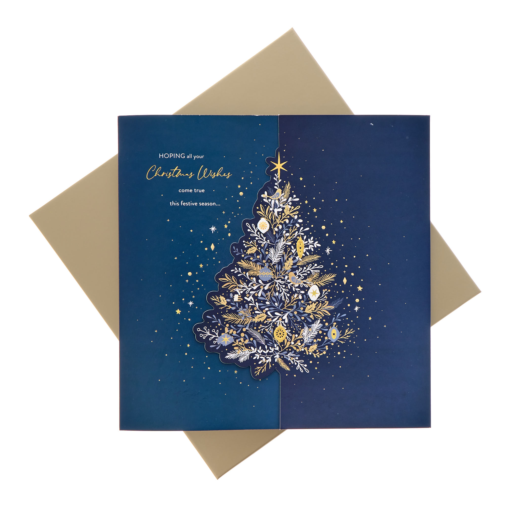 Navy & Gold Tree Premium Christmas Card