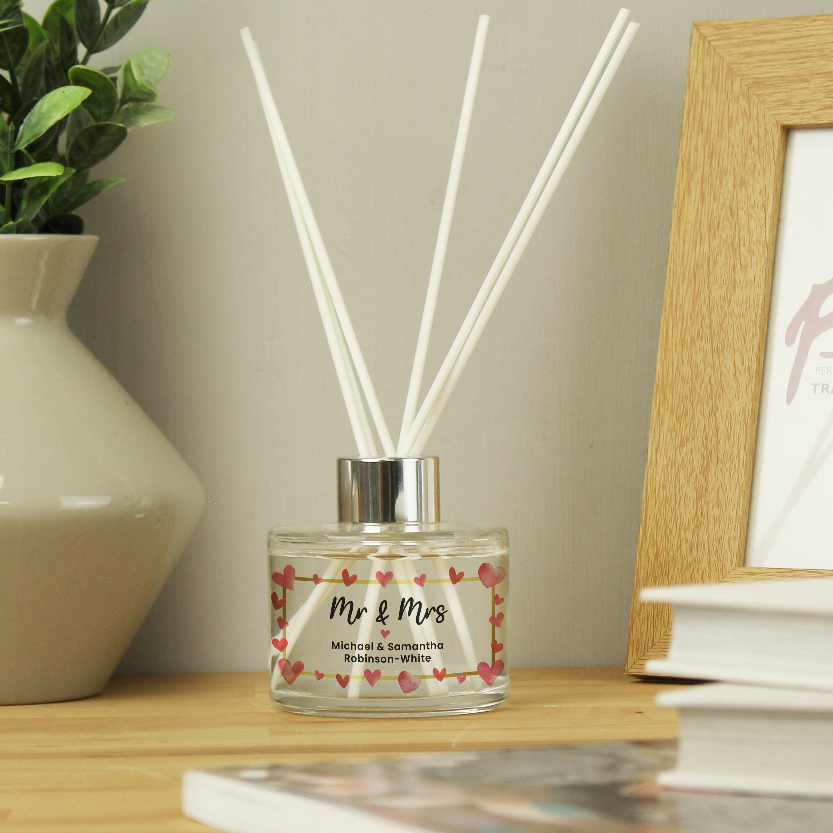 Personalised Hearts Fresh Cotton Fragrance Diffuser