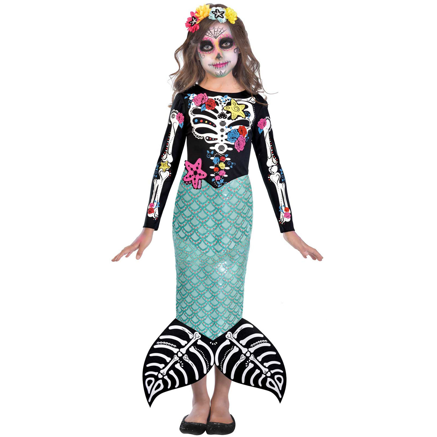 Day of the Dead Mermaid Children's Fancy Dress Costume