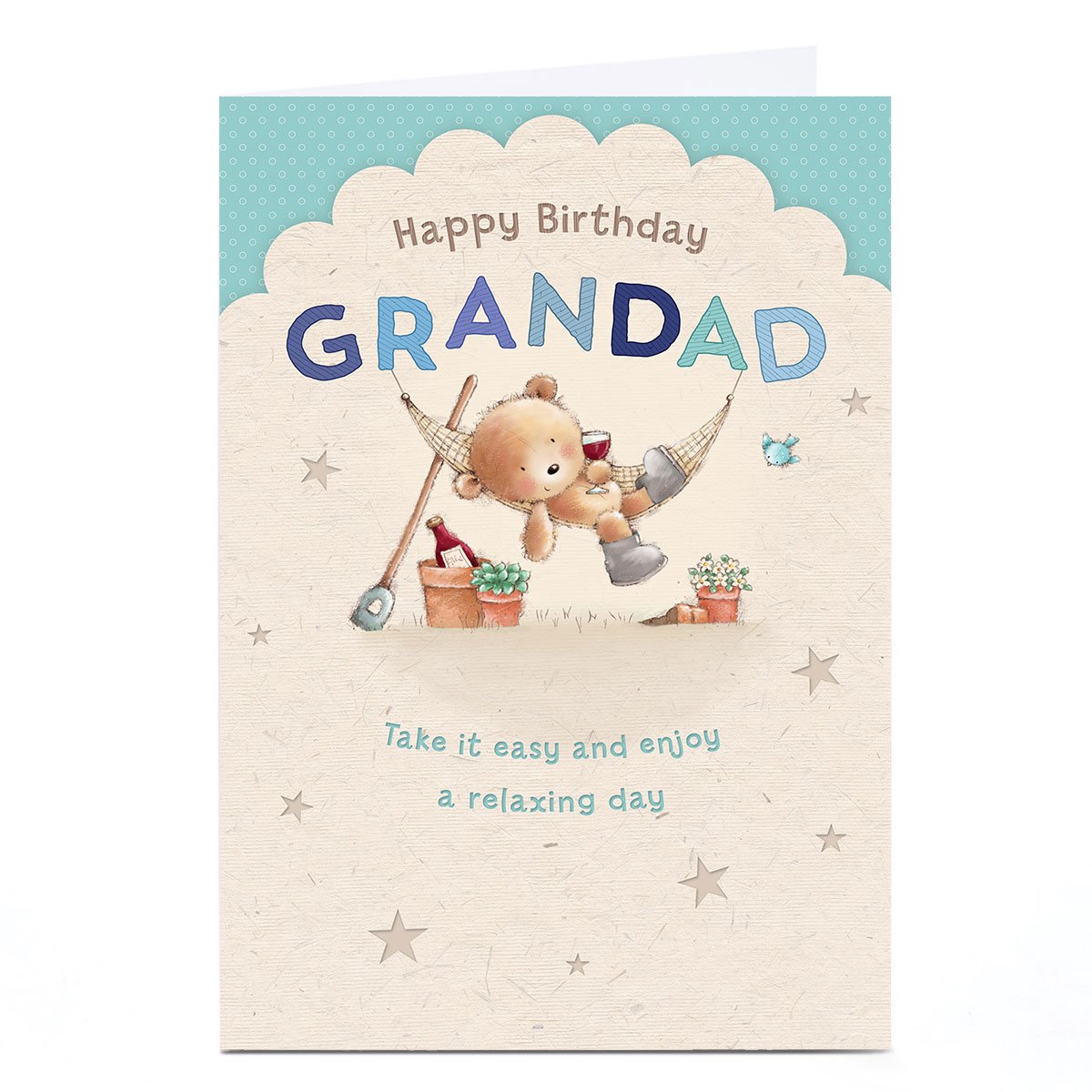 Personalised Birthday Card - Gardening Bear Hammock, Grandad