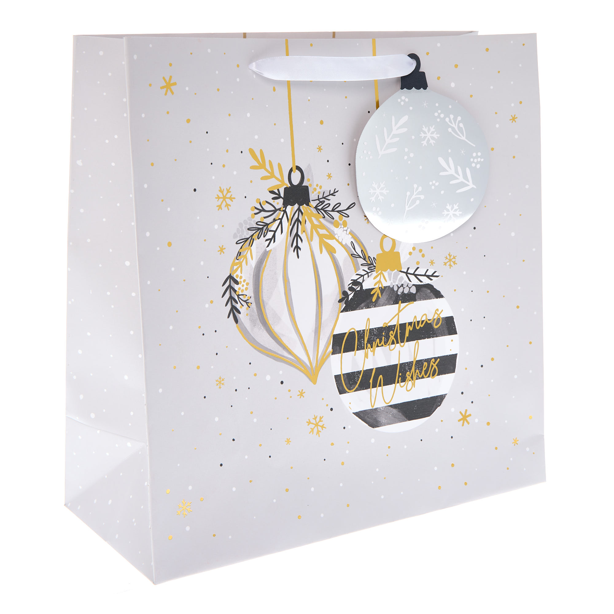 Striped Baubles Large Square Christmas Gift Bag