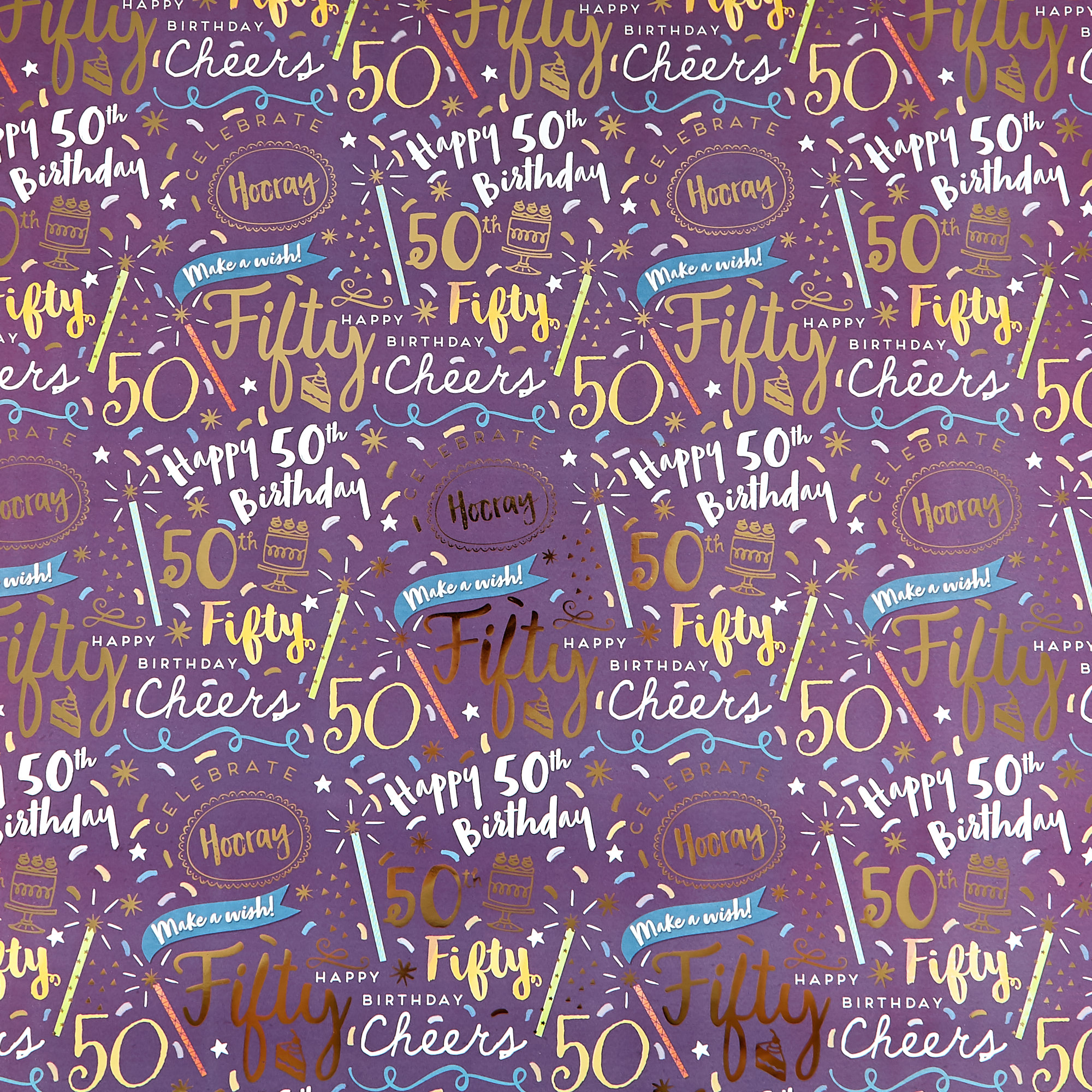 50th Birthday Wrapping Paper - 1 Sheet