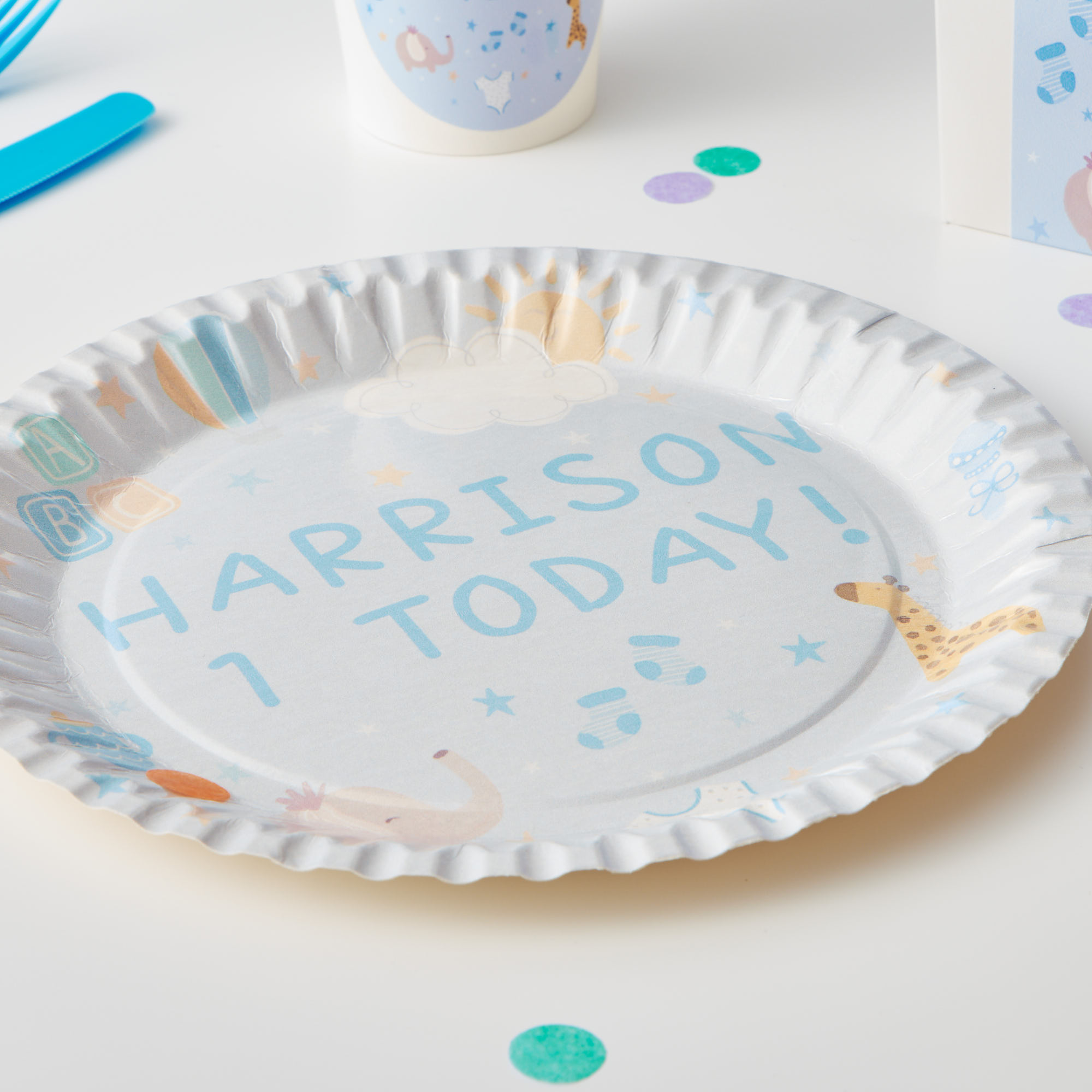 Baby Blue Personalised Party Plate