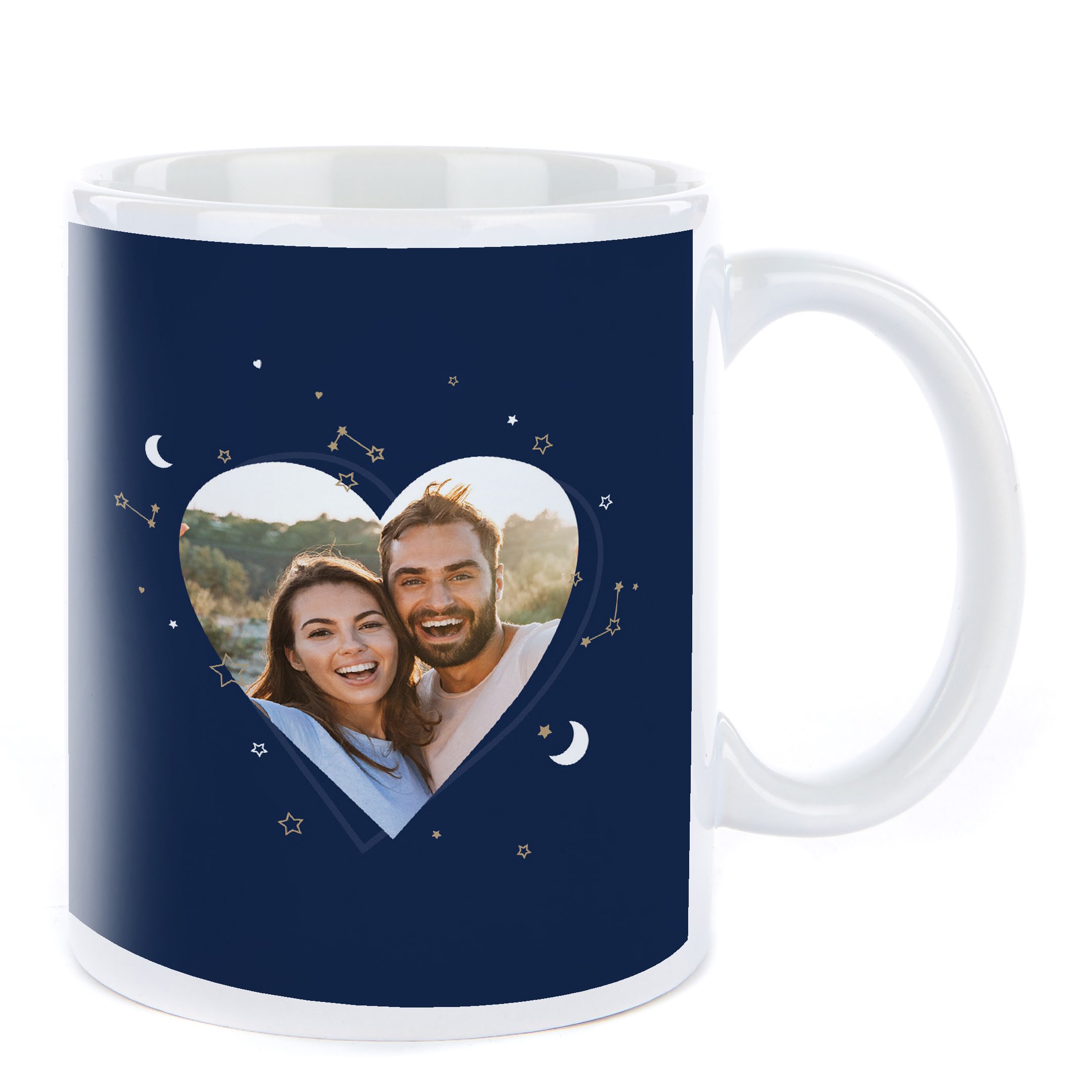 Personalised Valentine's Photo Upload Mug - Navy & Gold