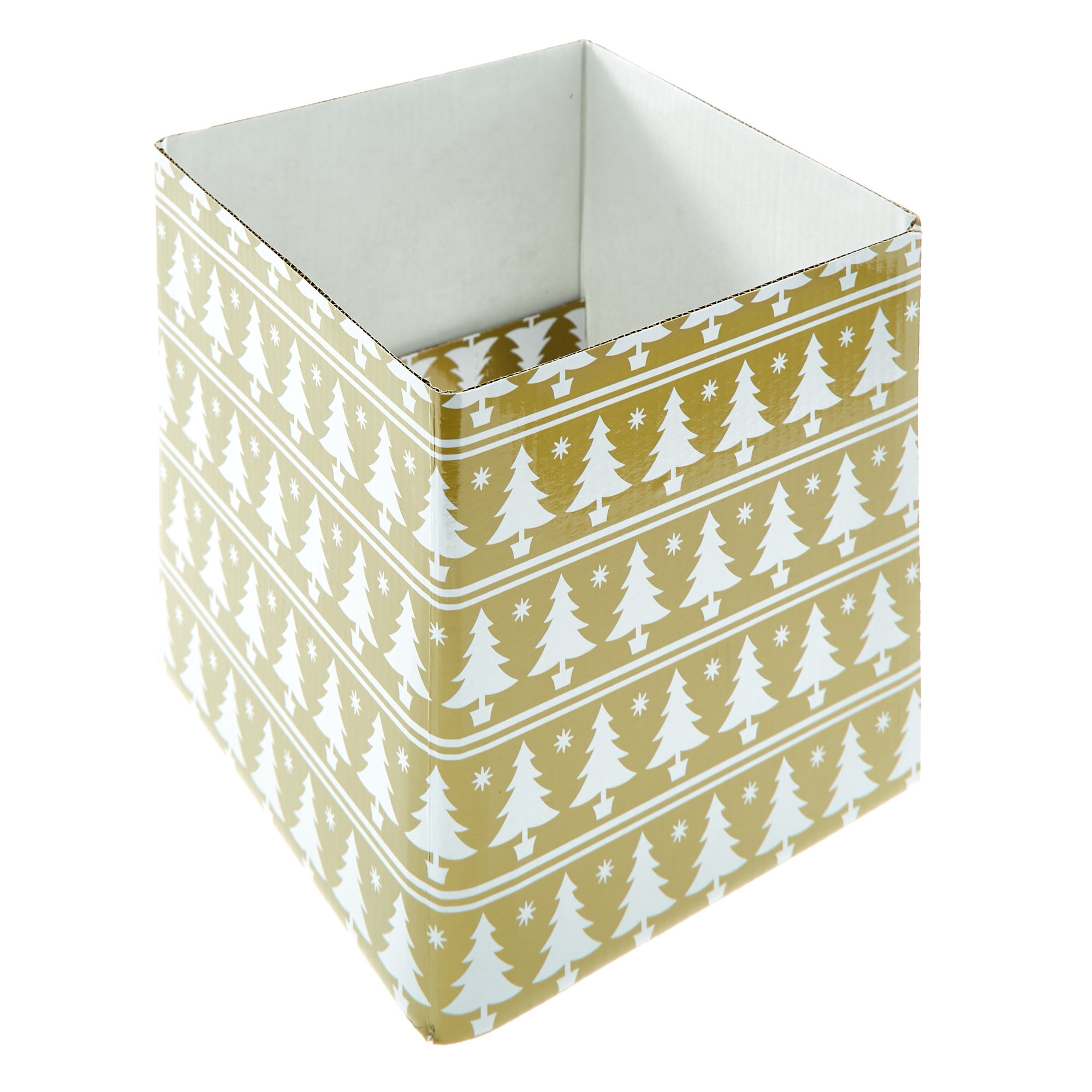 Gold & White Trees Flat-Pack Medium Gift Box