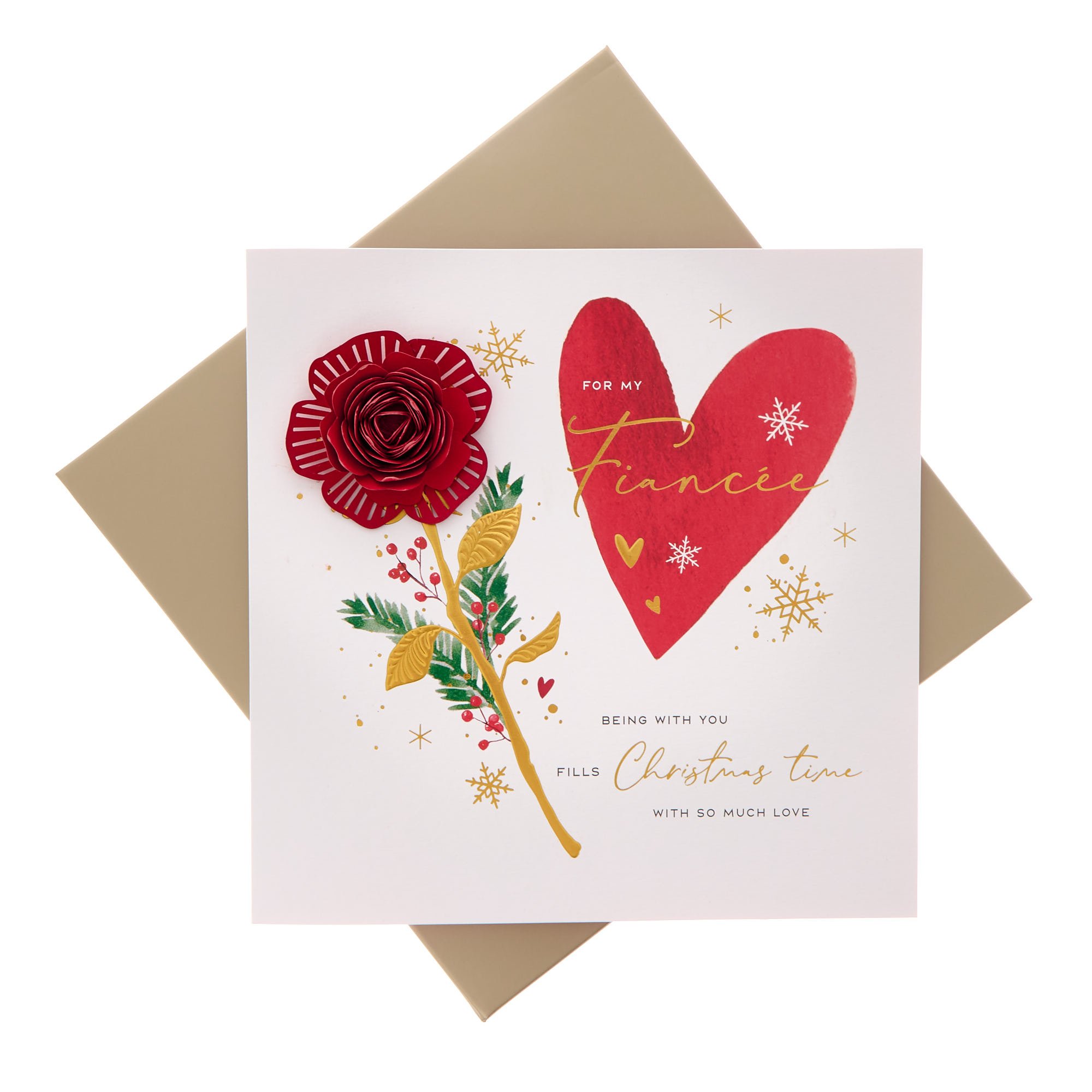 Fiancée 3D Rose Premium Christmas Card