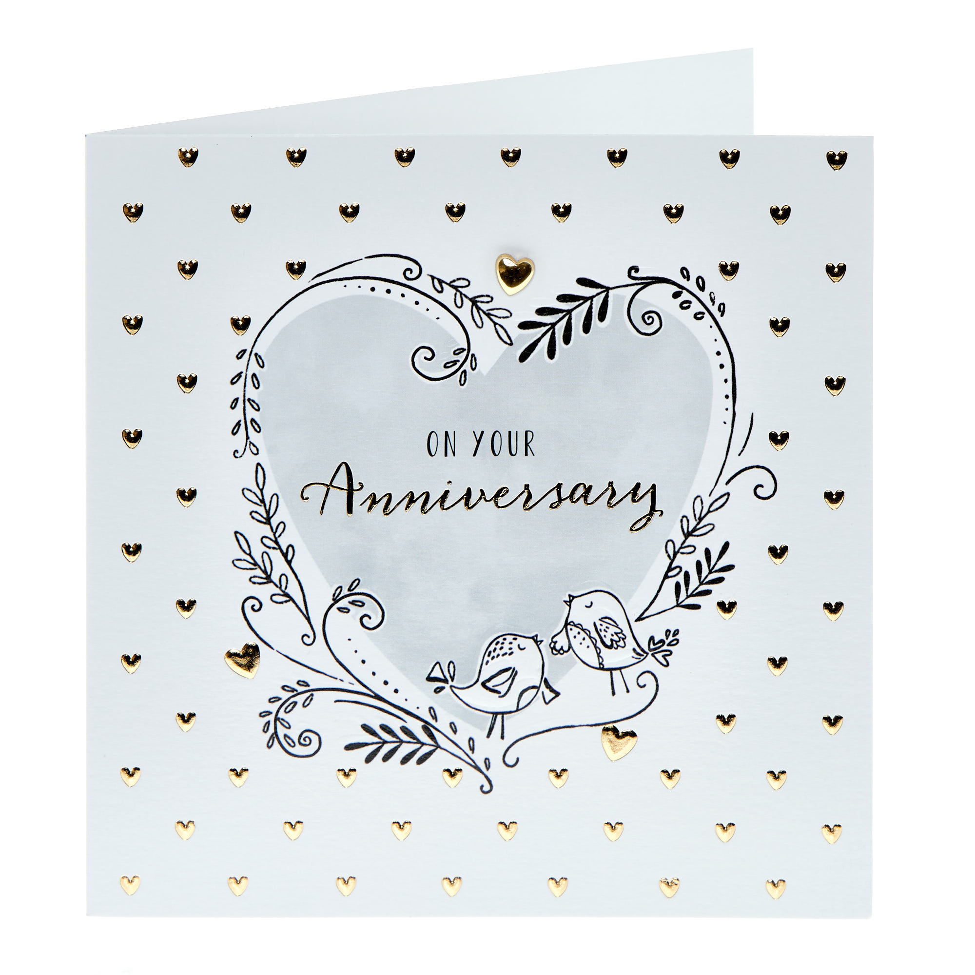 Heart & Birds Wedding Anniversary Card