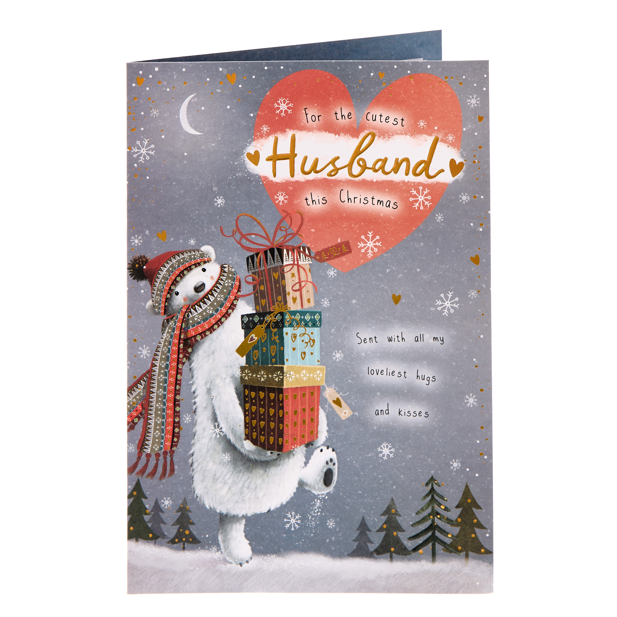 Cutest Husband Bear & Presents Christmas Card