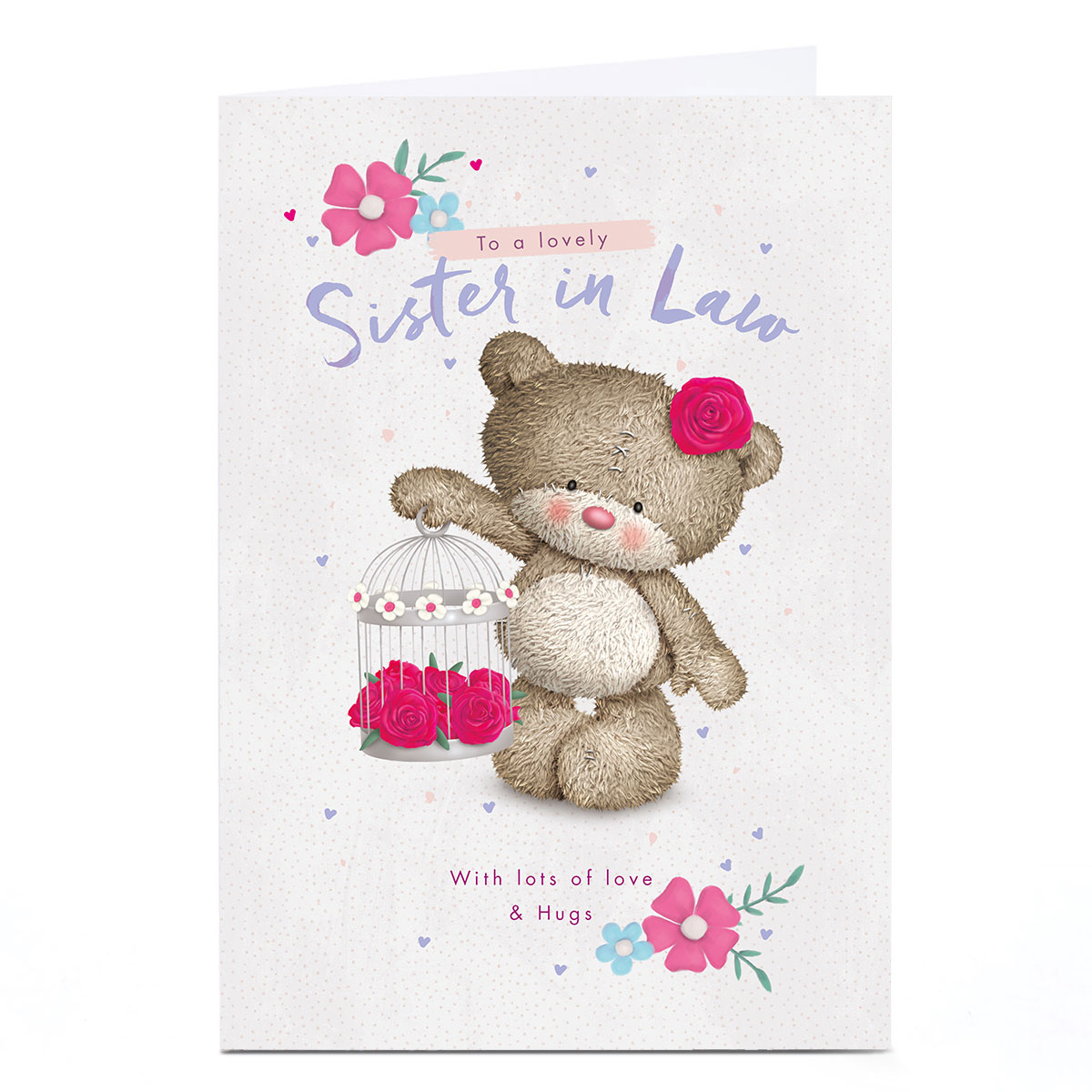 Personalised Hugs Birthday Card - Birdcage and Roses, Sister-in-Law