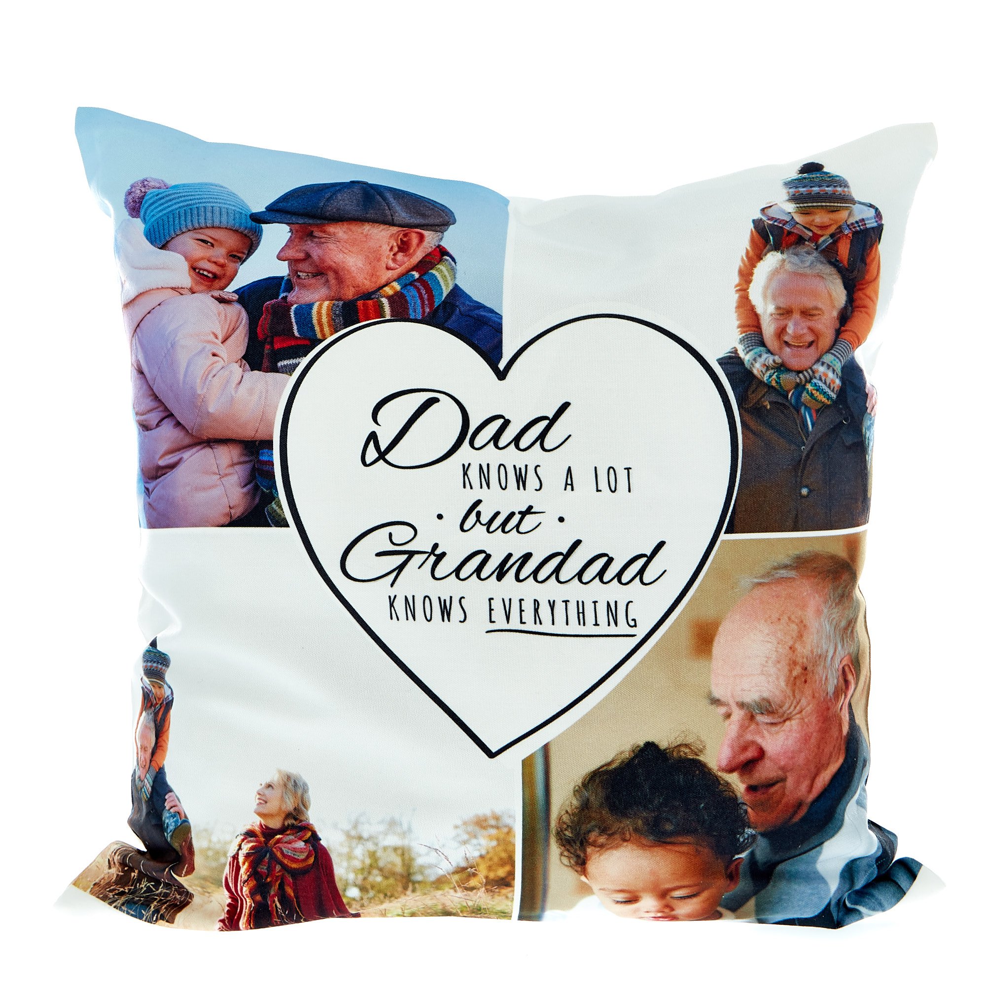 Multi Photo Cushion - Dad Knows A Lot But Grandad Knows Everything