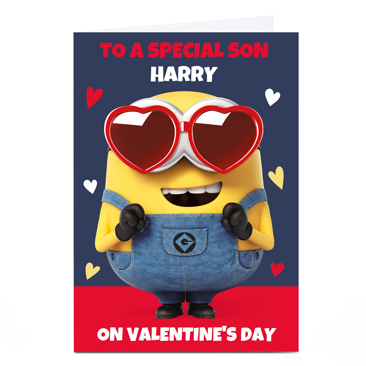 Personalised Minions Valentine's Day Card - Bob with Heart Glasses