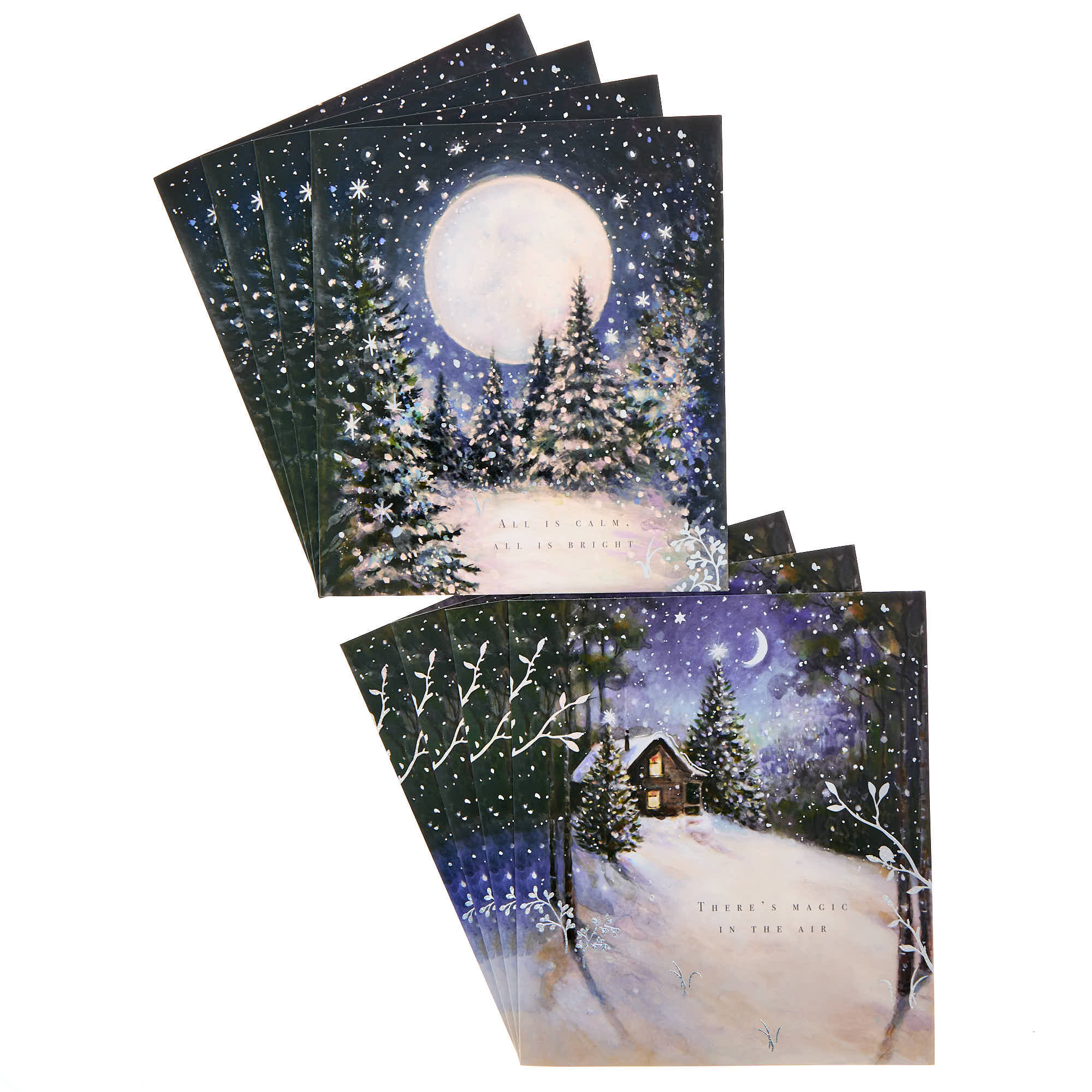 Premium Winter Night Christmas Cards - Pack of 8 (2 Designs)