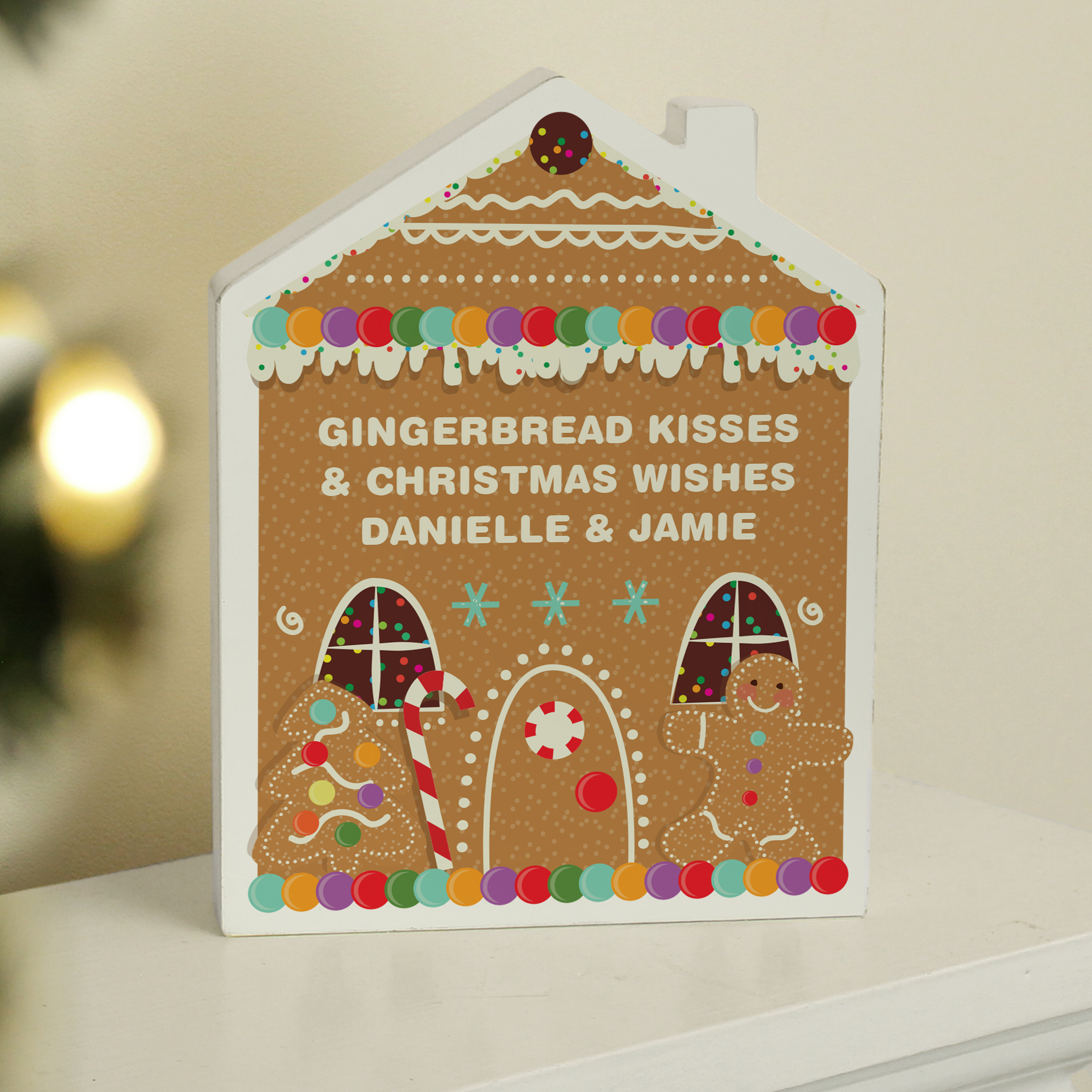 Personalised Wooden Gingerbread House Christmas Ornament