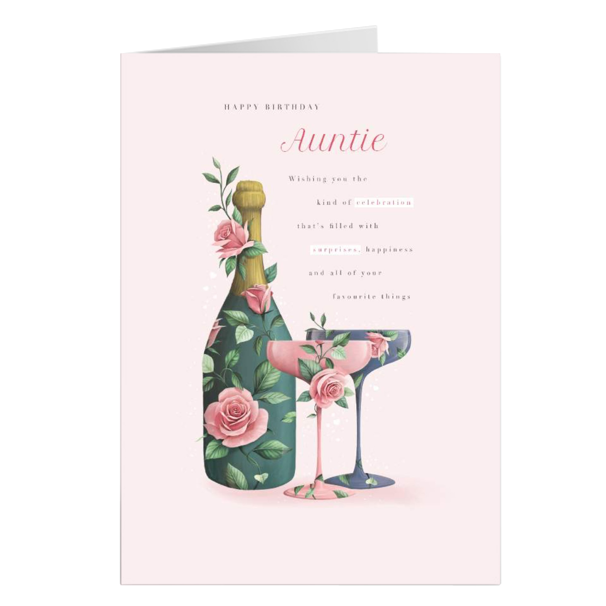 Personalised Birthday Card - Floral Drinks, Auntie