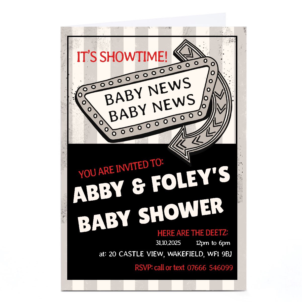 Personalised Baby Shower Invitation - Showtime