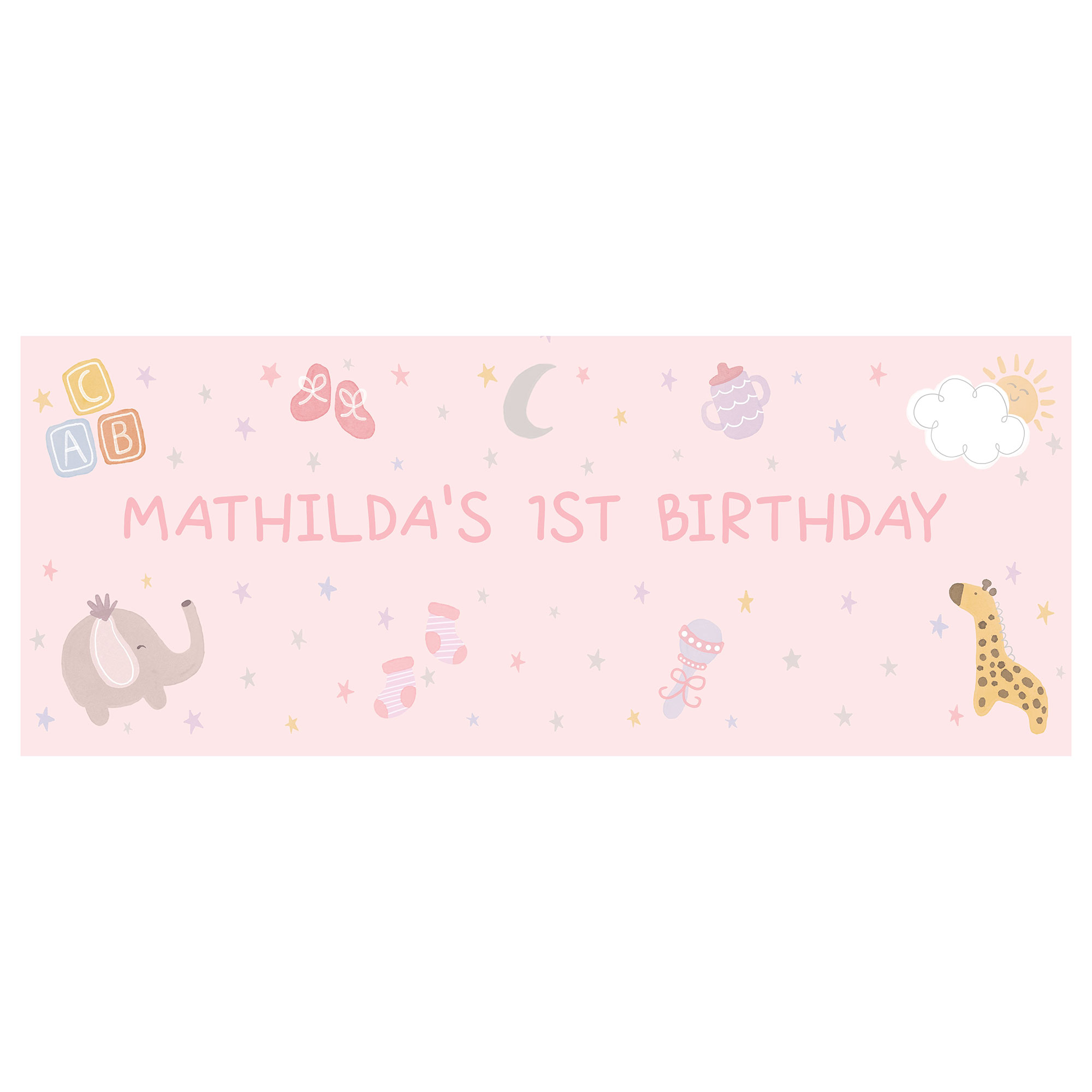 Baby Pink Personalised Party Banner