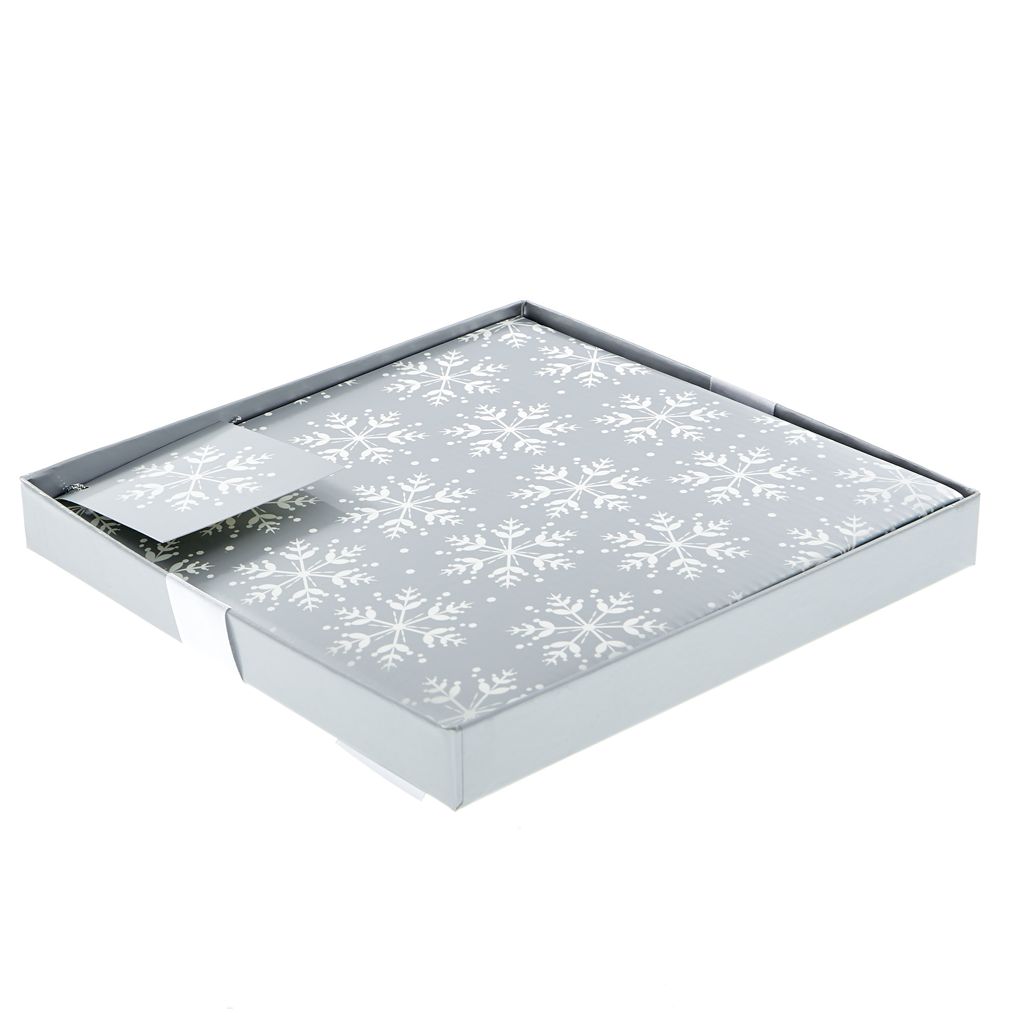 Large Silver & White Flat-Pack Christmas Gift Box 