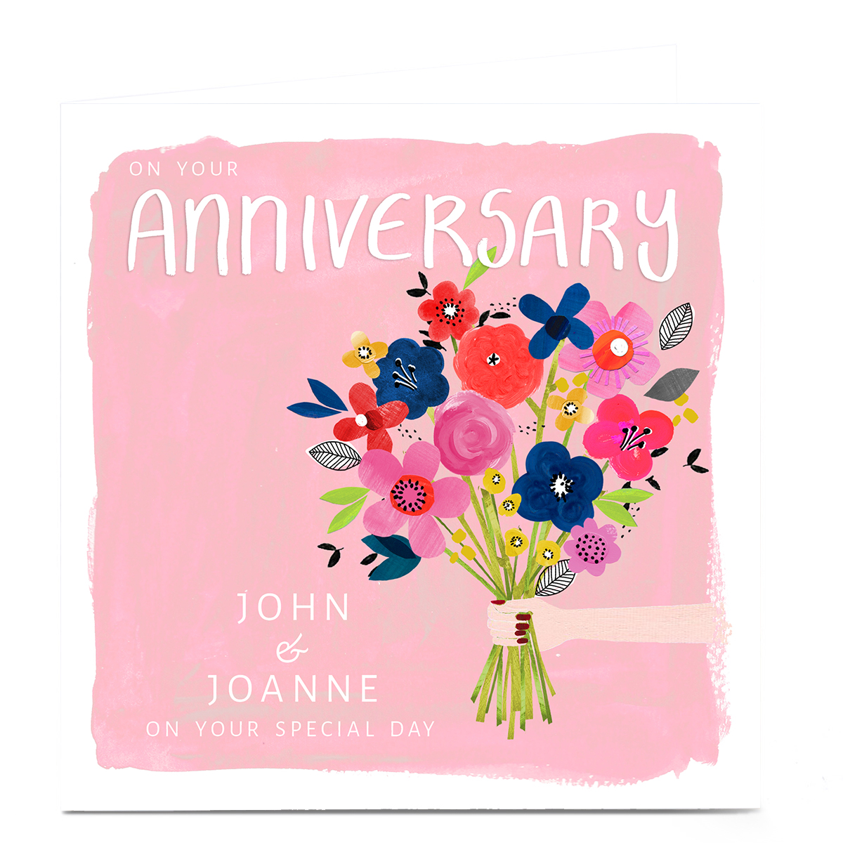 Personalised Kerry Spurling Anniversary Card - Flowers