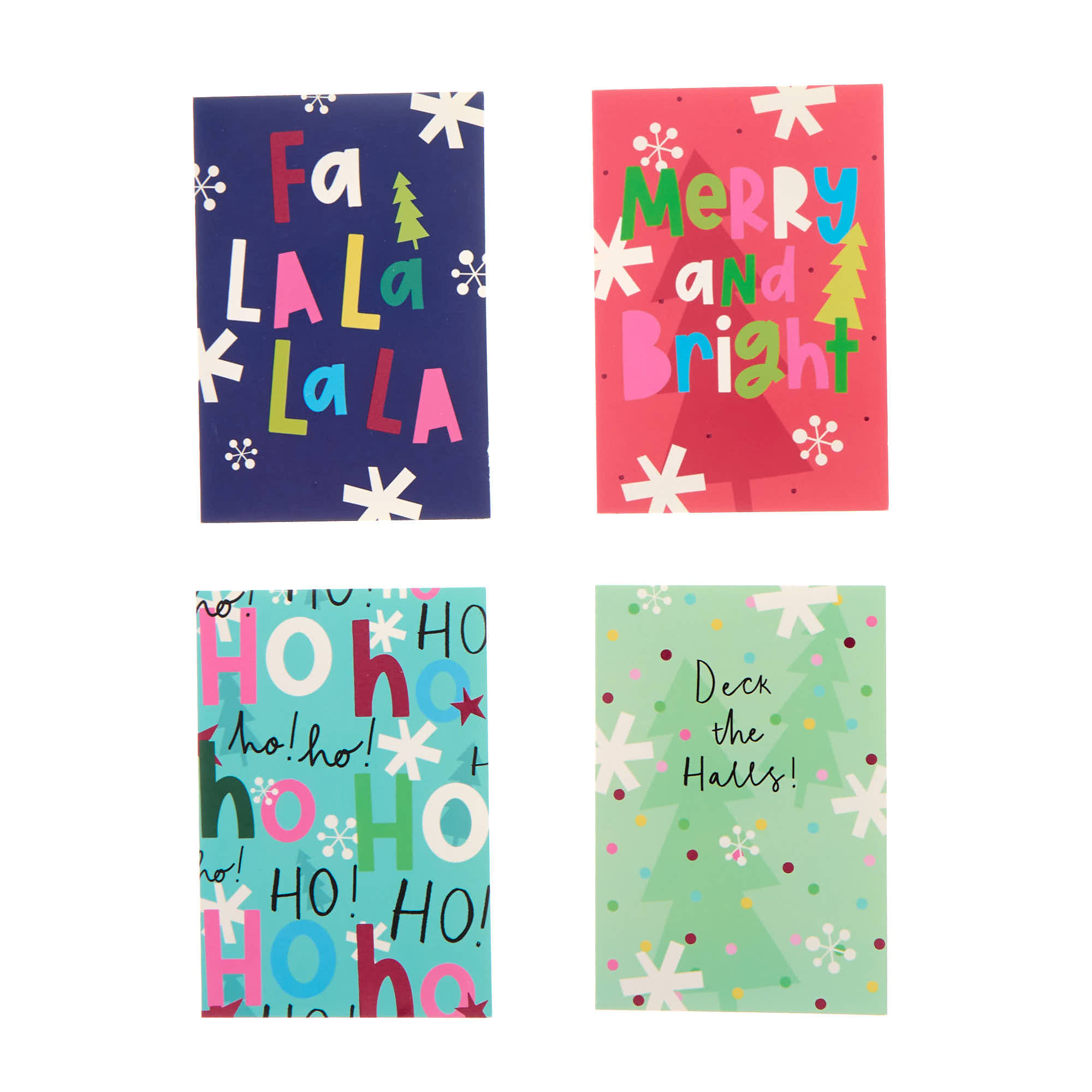 Bright Text Mini Charity Christmas Cards - Pack of 32 (4 Designs)