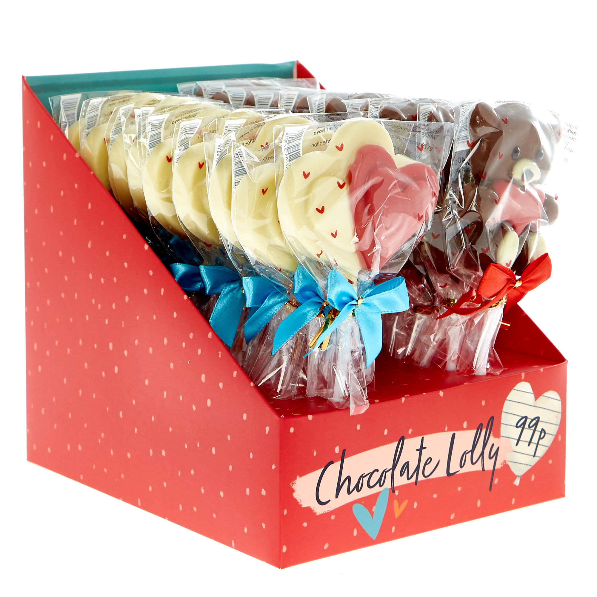 Assorted Valentine's Day Chocolate Lollies - Pack Of 22