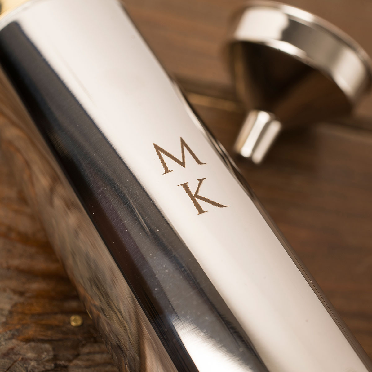 Personalised Engraved Stainless Steel Gun Cartridge Hip Flask - Initials