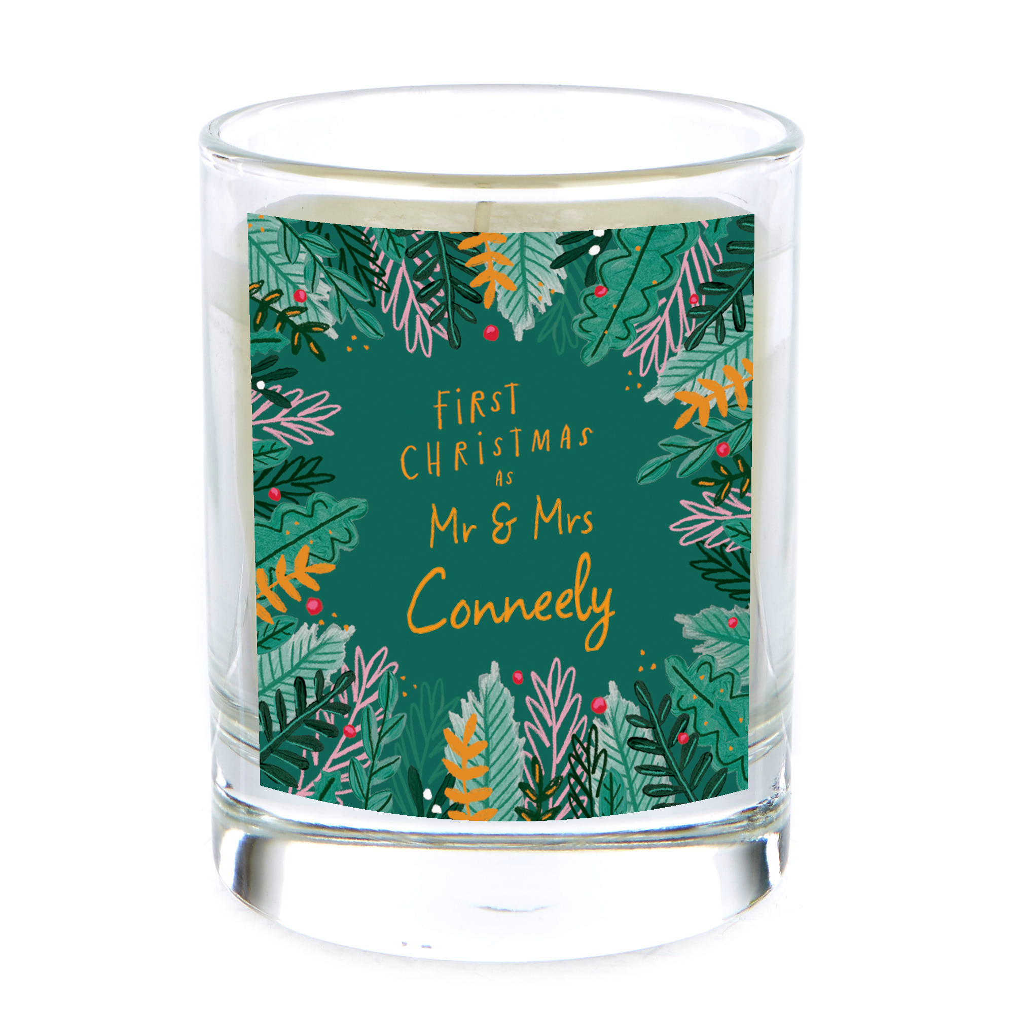 Personalised Pomegranate & Cashmere Scented Christmas Candle - First Christmas Together