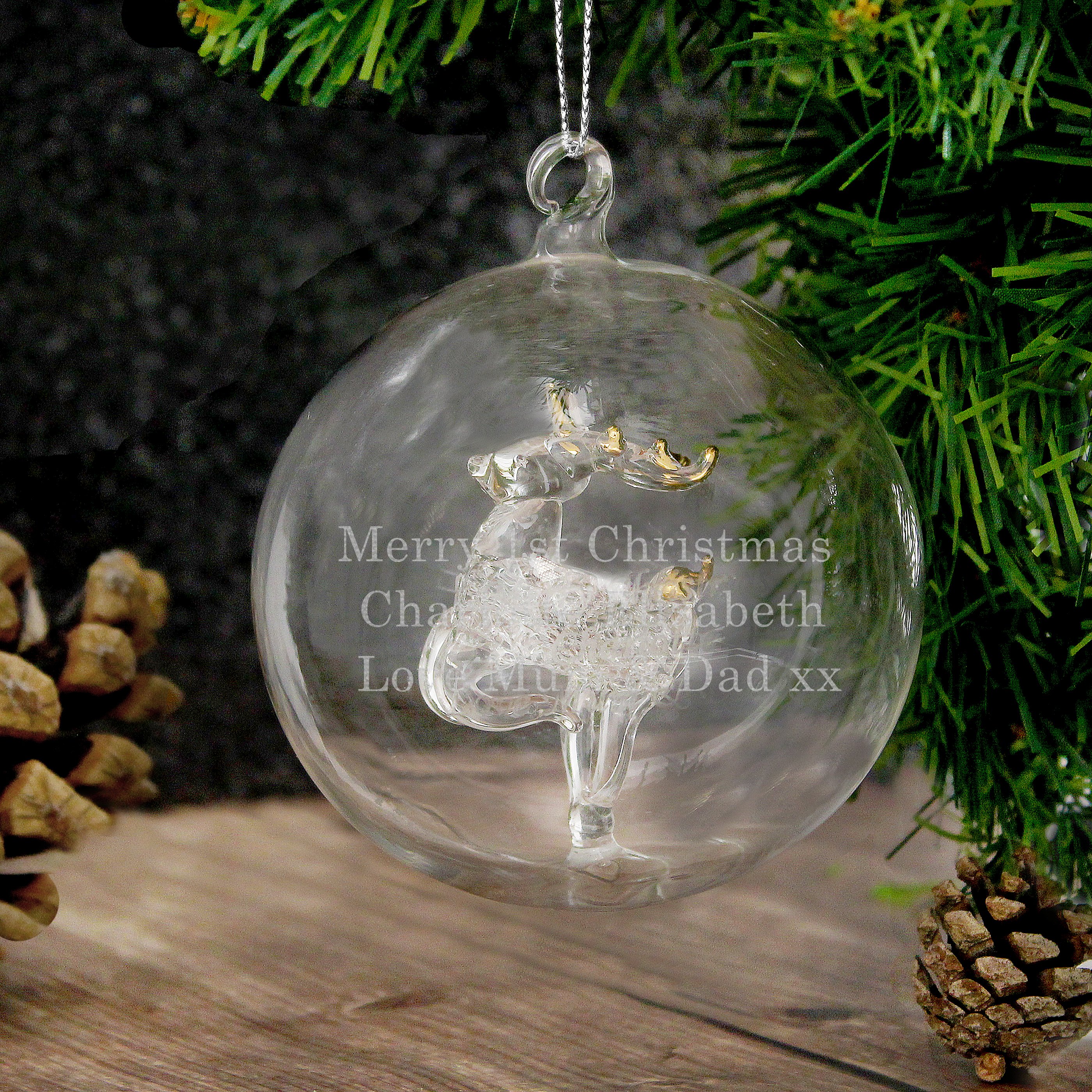 Personalised Glass Reindeer Bauble