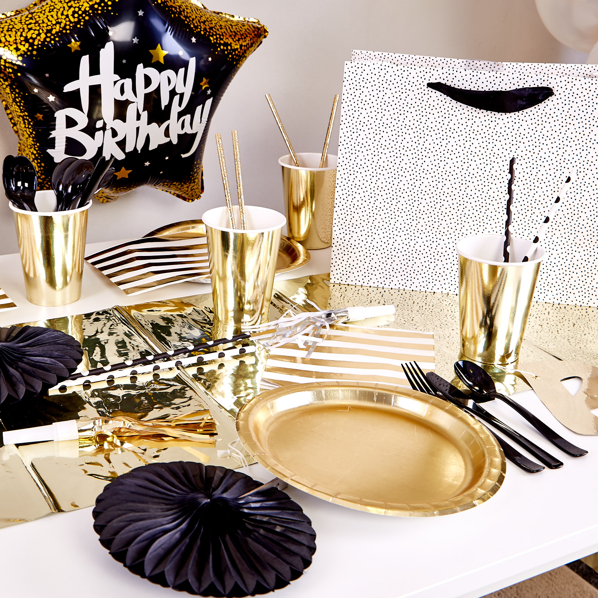 Black & GoldThemed Birthday Party Range