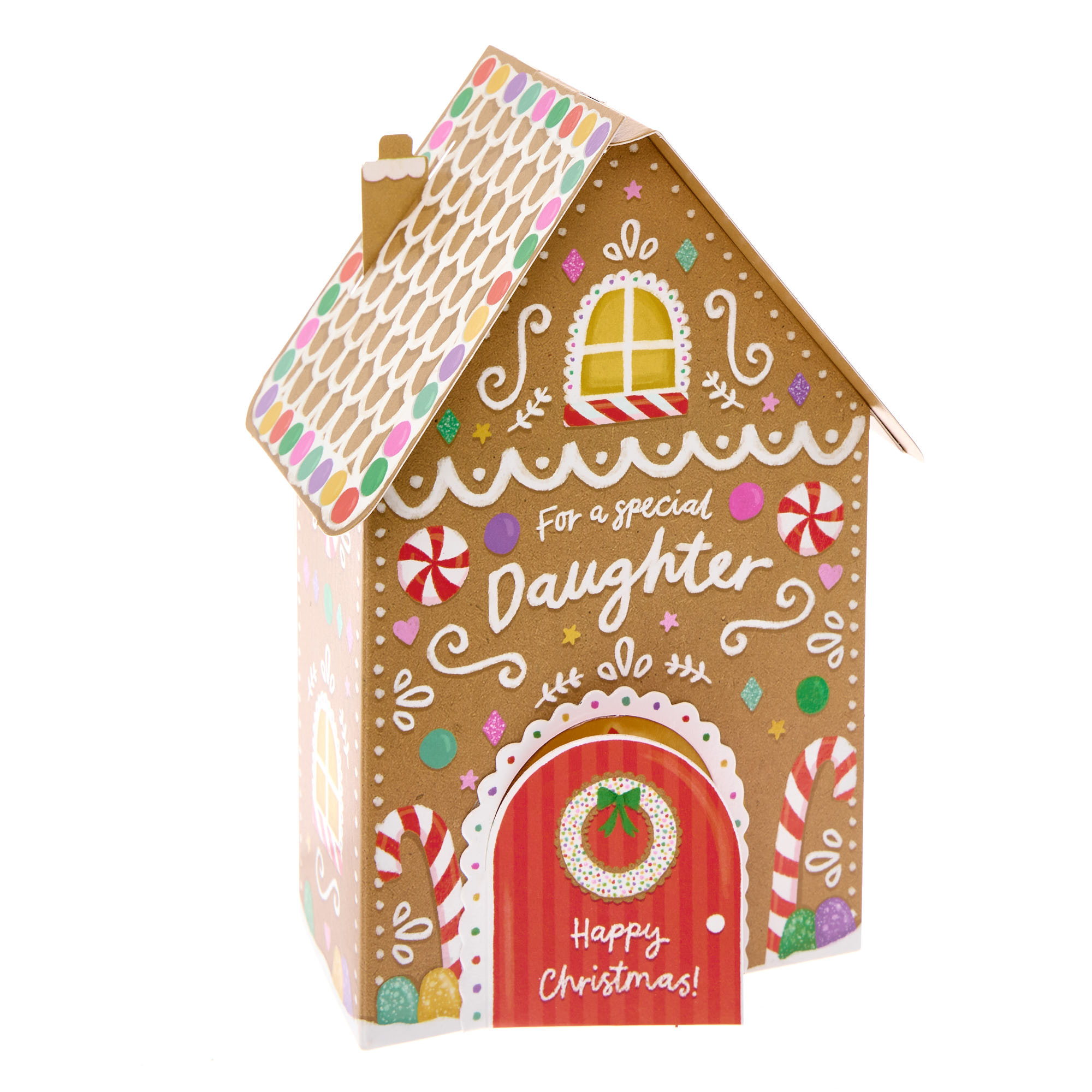 Daughter 3D Gingerbread House Christmas Card